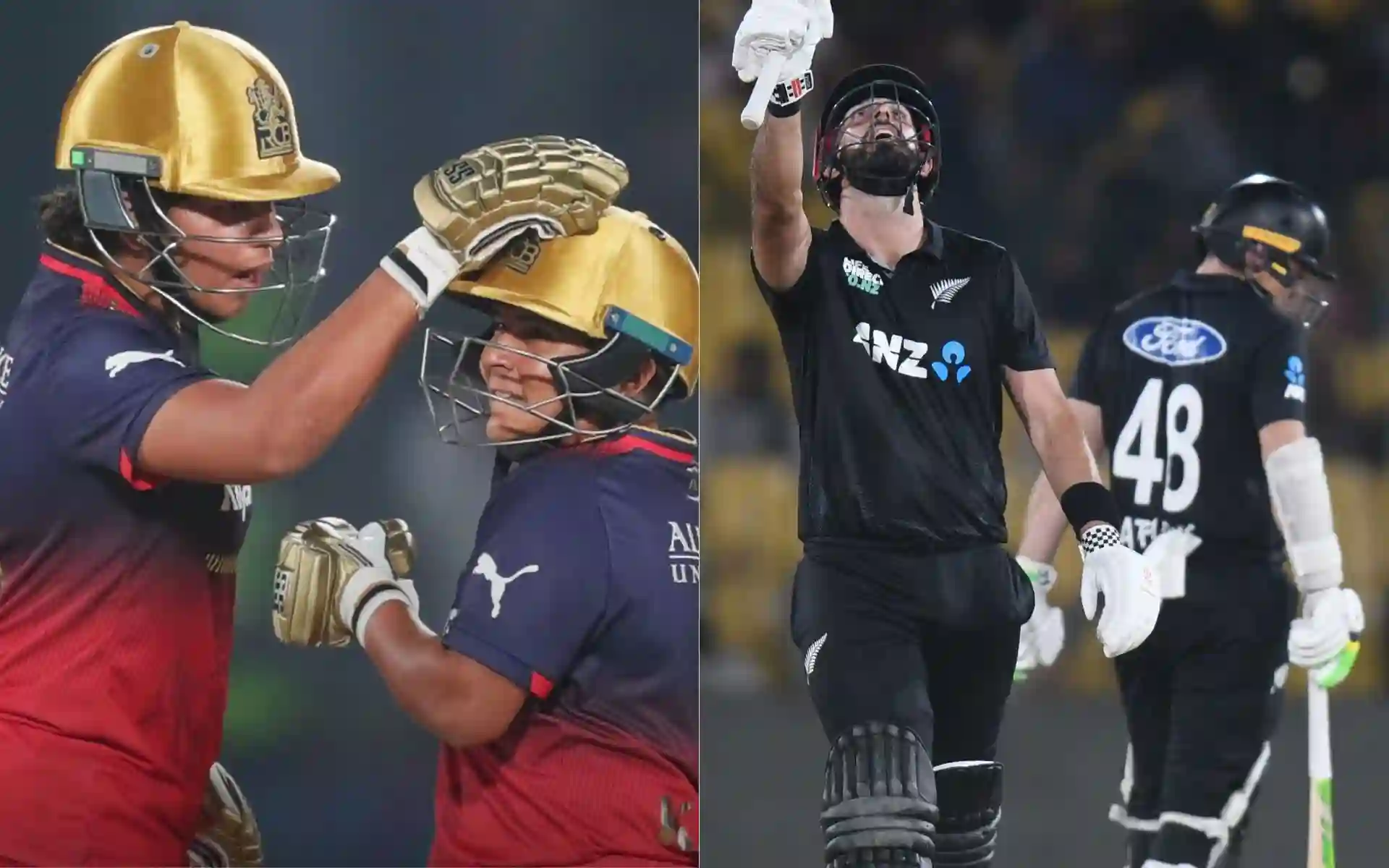 Richa Ghosh and Daryl Mitchell [Source: @RCBTweets, @BLACKCAPS/x]