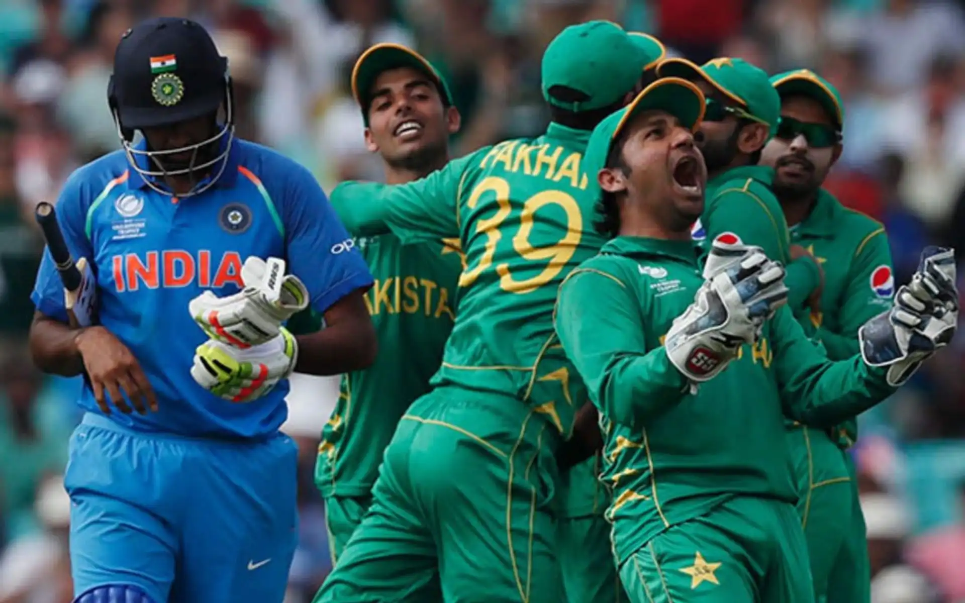 Pakistan defeating India in Champions Trophy 2017 [Source: @ThisIsRagh/x.com
