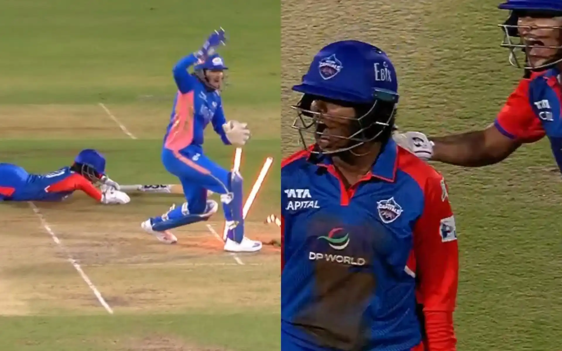 Arundhati Reddy dives in to clinch thrilling match against MI [Source: @wplt20/X.com]