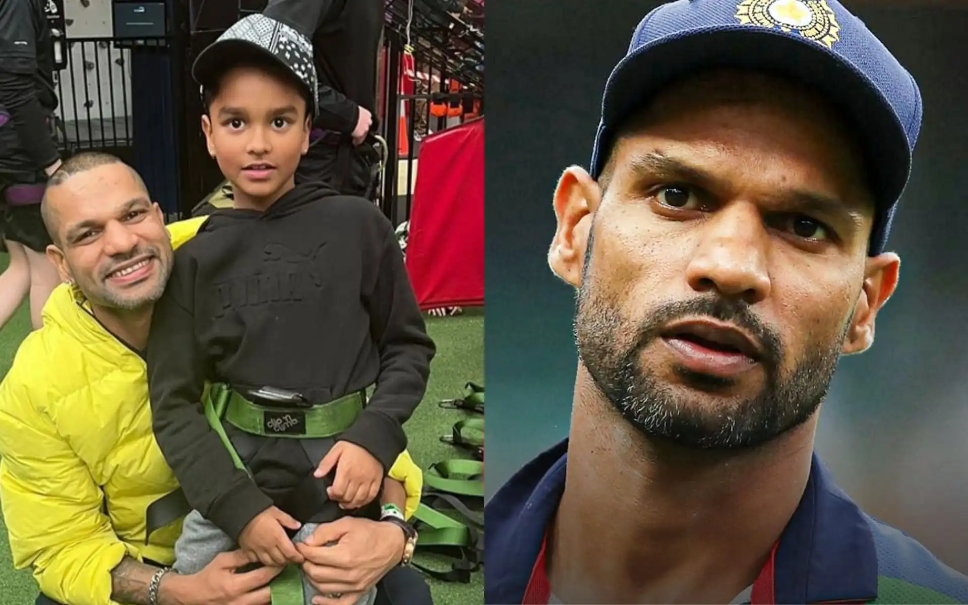 Shikhar Dhawan and his son Zoravar [Source: @IamTanujSingh/X.com]