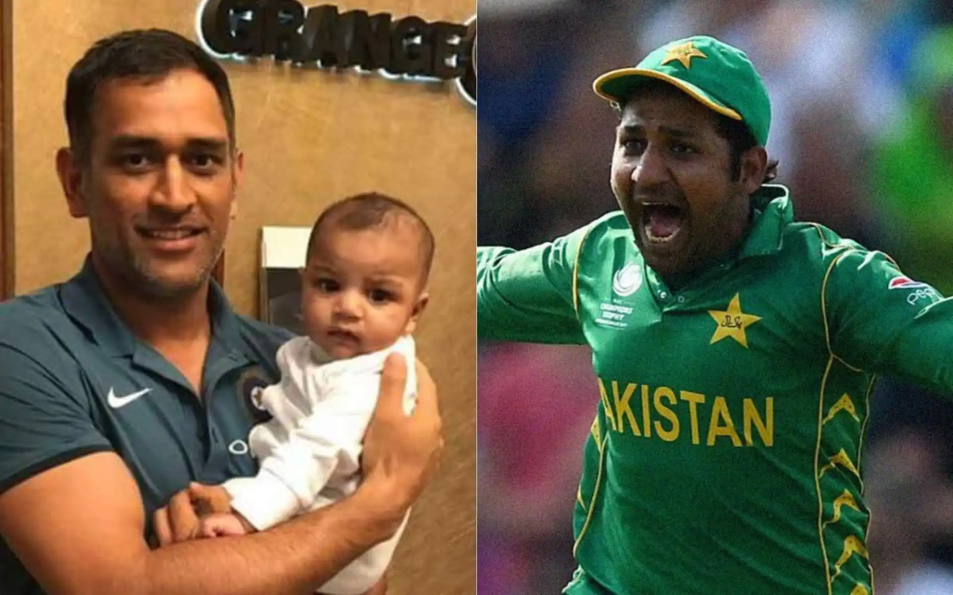 MS Dhoni and Sarfaraz Ahmed [Source: @amBakr271, @adnan66789p/x]