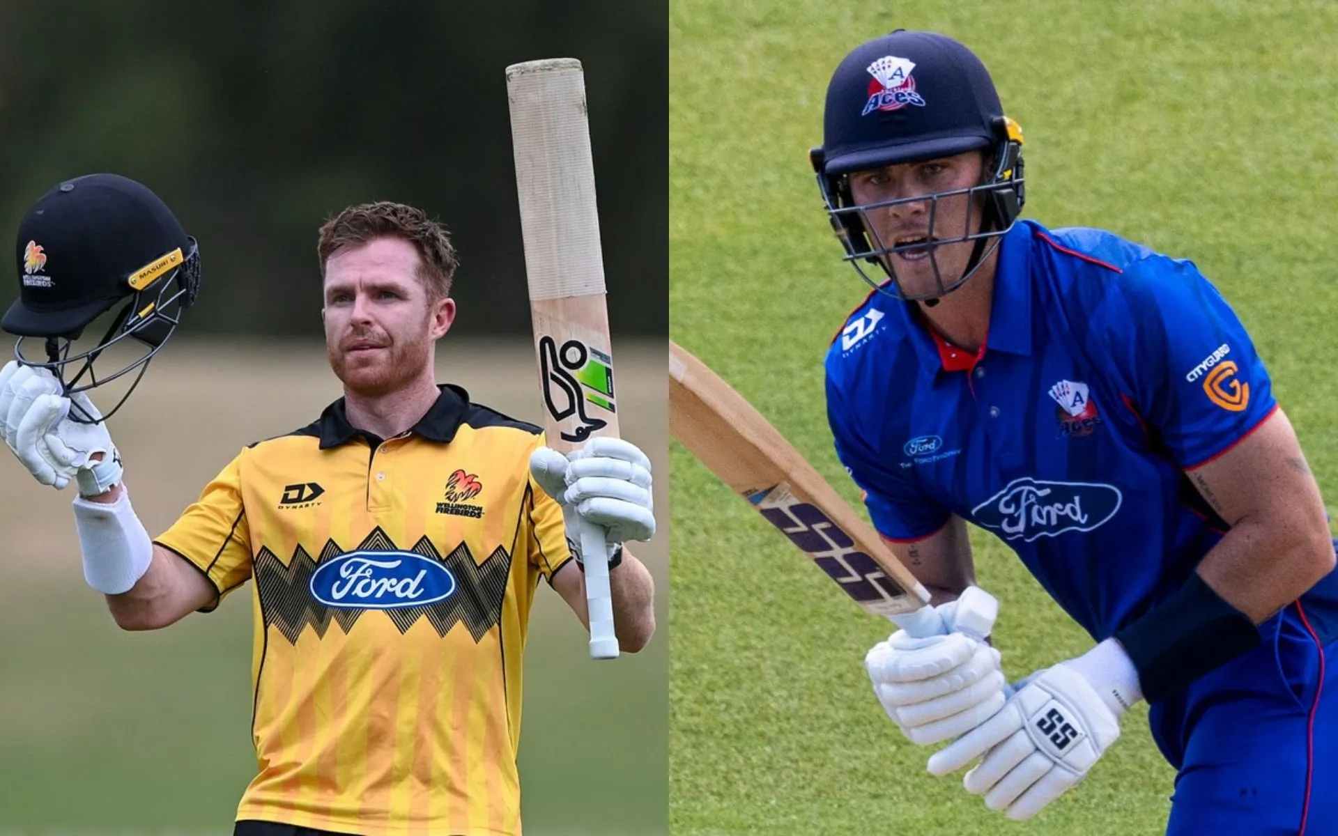 Nick Kelly and Finn Allen (Source: @cricketwgtninc/X.com, @aucklandcricket/X.com)
