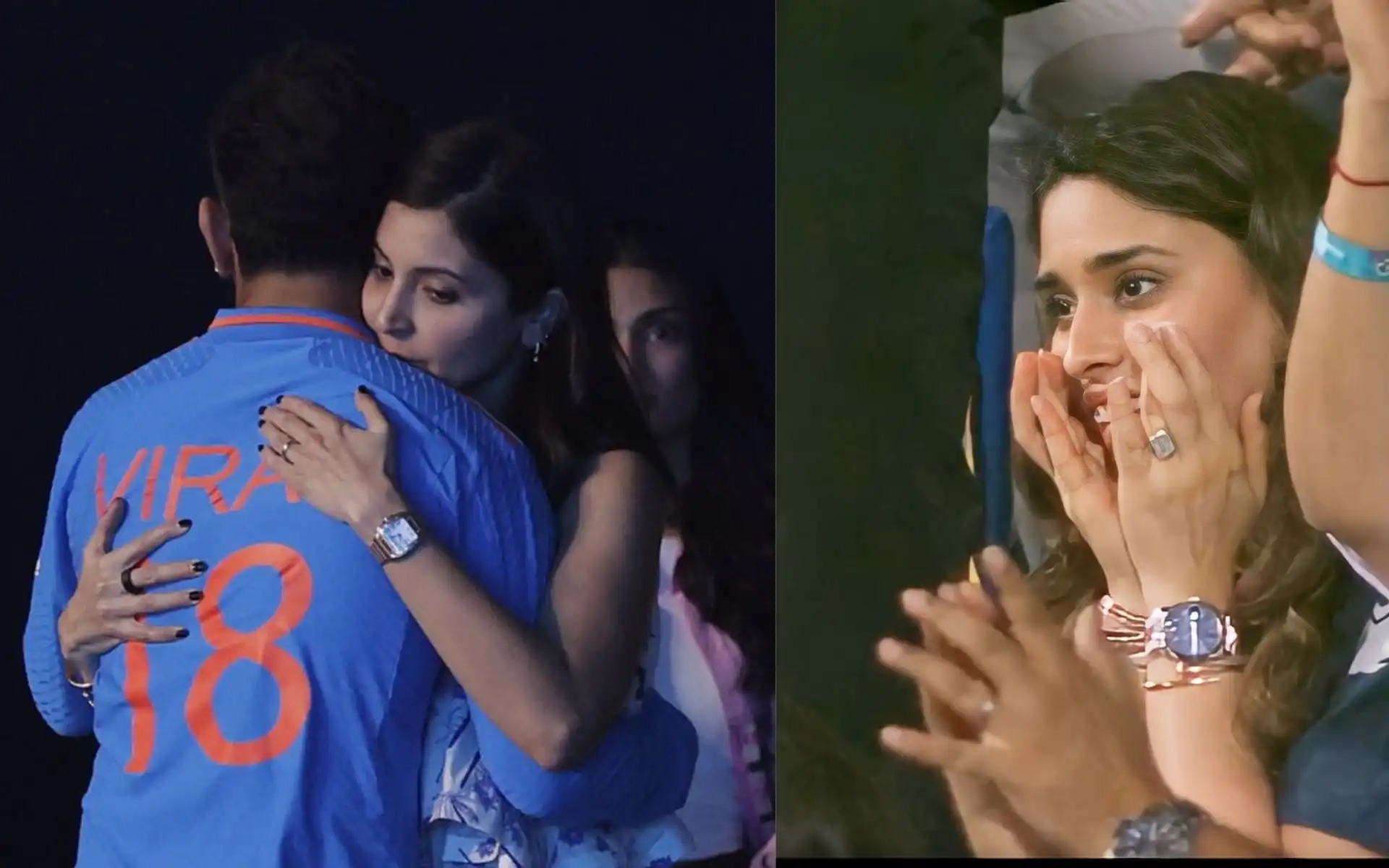 Virat Kohli with Anushka Sharma and Rohit's wife Ritika (Source:@AkshatOM10,x.com)