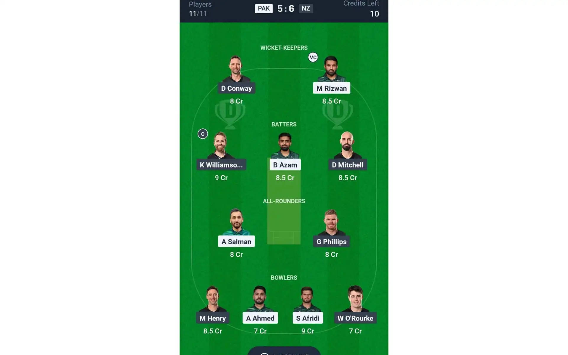 PAK vs NZ, Champions Trophy: Dream11 Team 1 [Source: @Dream11 App]