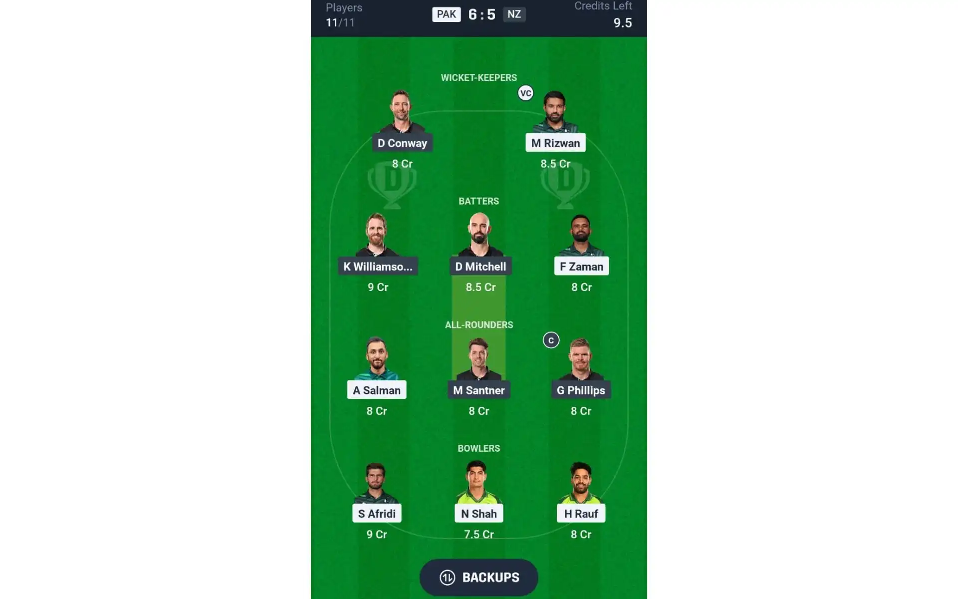 PAK vs NZ, Champions Trophy: Dream11 Team 2 [Source: @Dream11 App]