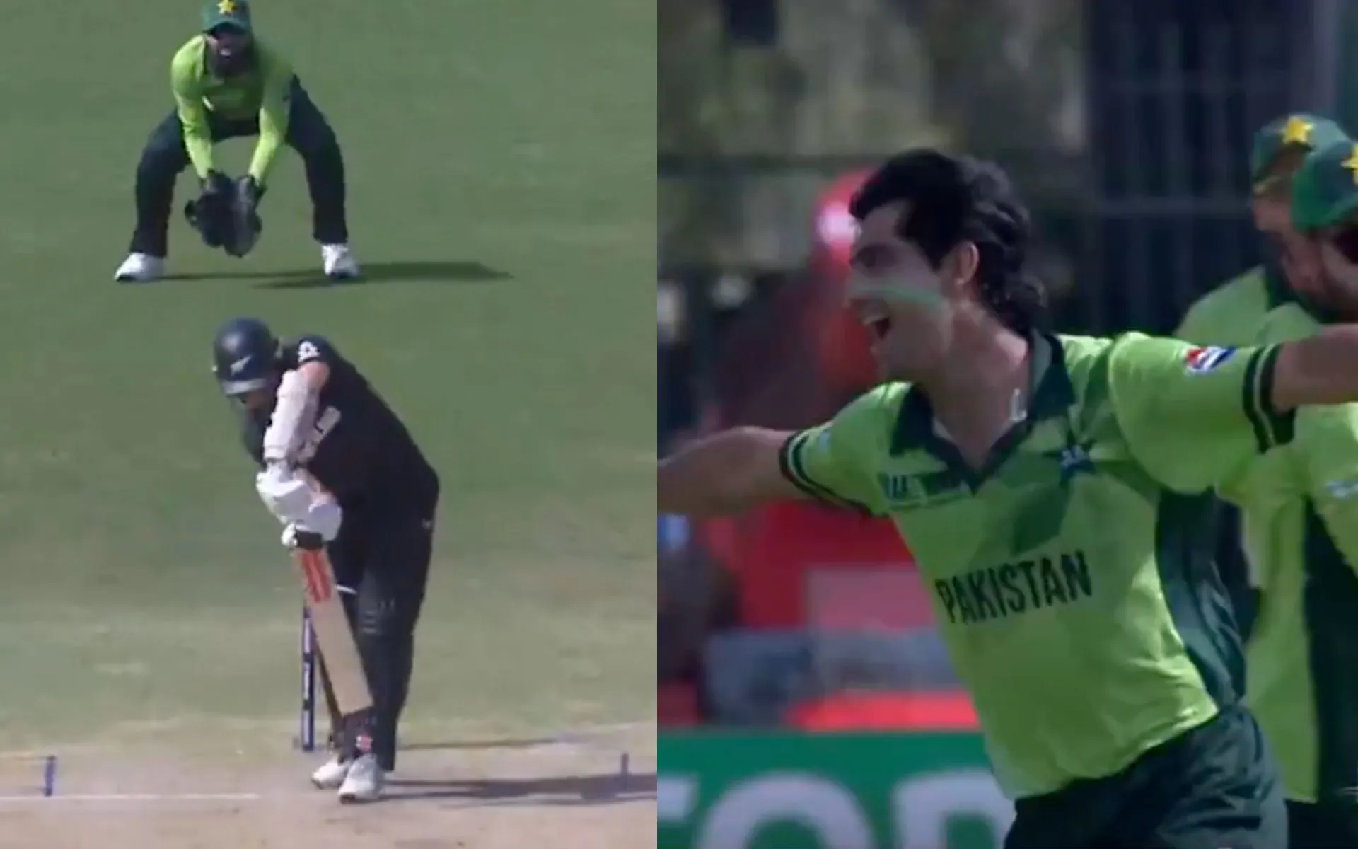 Naseem Shah celebrates after the wicket (Source:@screengrab)