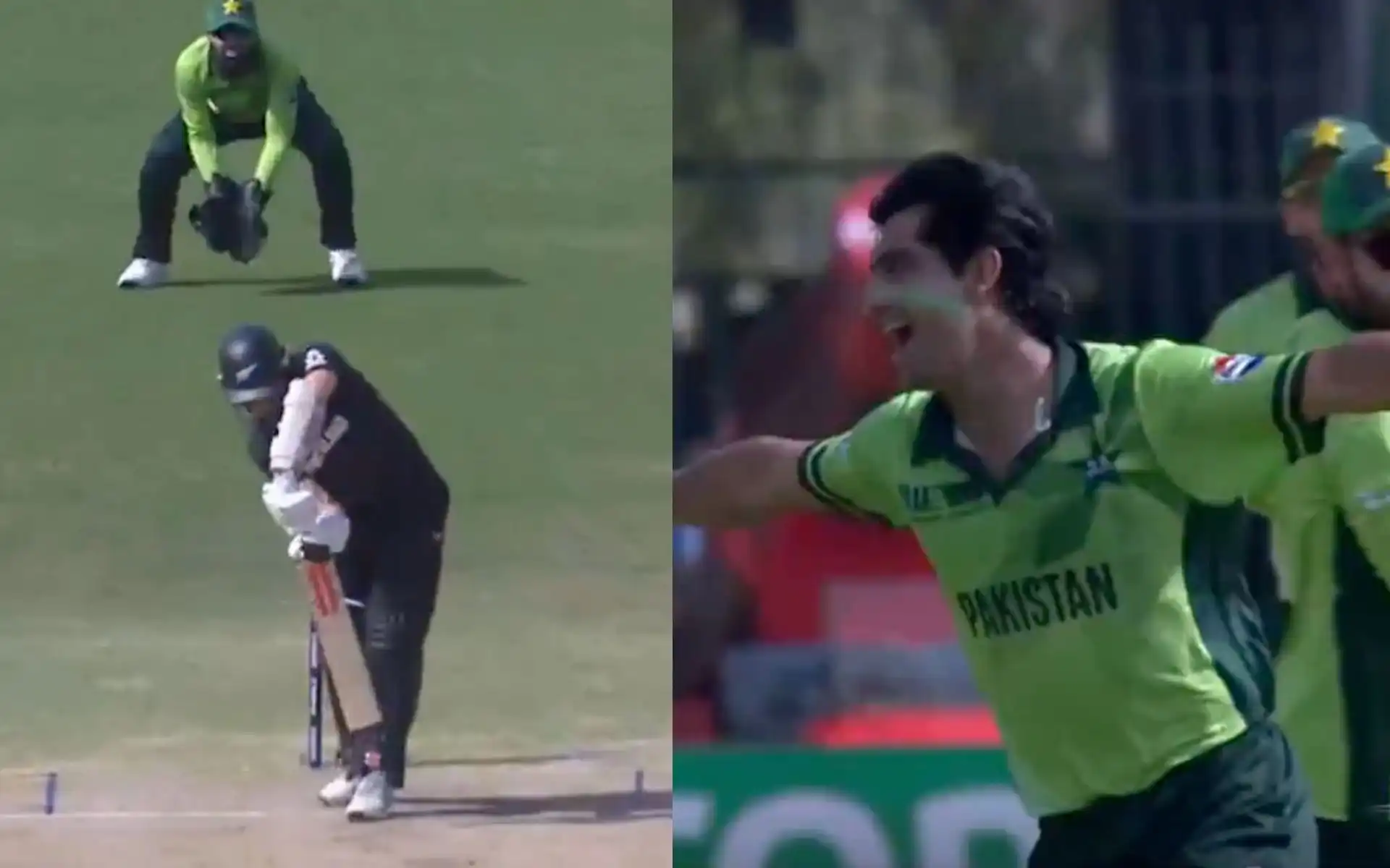 Naseem Shah celebrates after the wicket (Source:@screengrab)