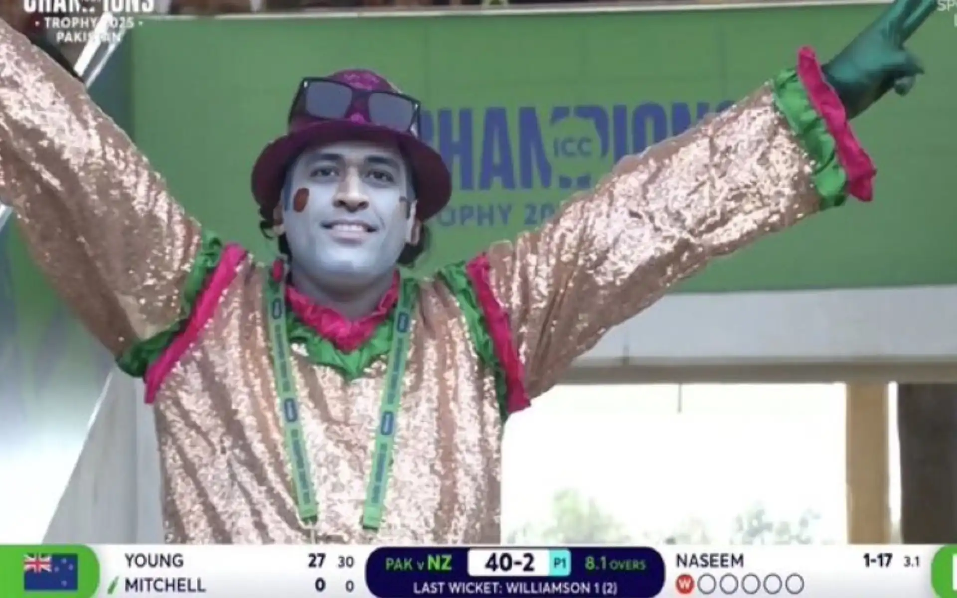 MS Dhoni fan spotted in Karachi during Champions Trophy [Source: @fuckofbc/X.com]