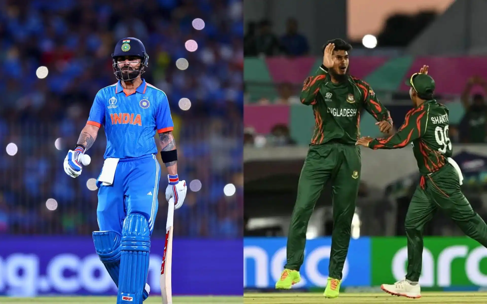 Virat Kohli and Rishad Hossain [Source: @DrSanjay277, @saifahmed75/x.com]