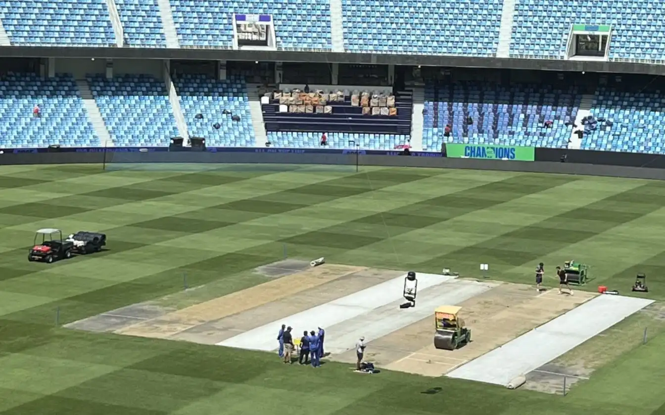 Dubai International Cricket Stadium pitch [Source: @Non_rights/X.com]