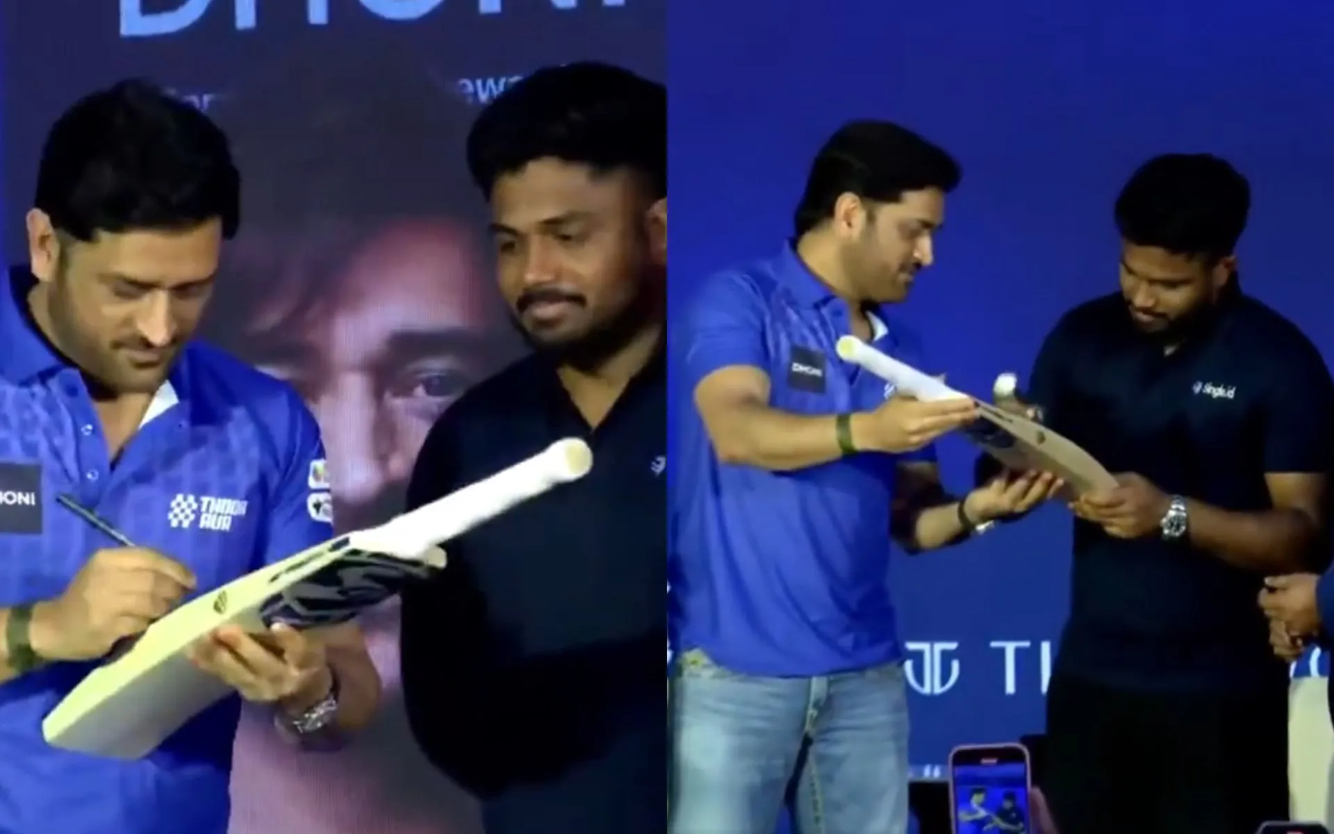 MS Dhoni Insists Sanju Samson For The Autograph (Source: @naviyoisback/x.com)
