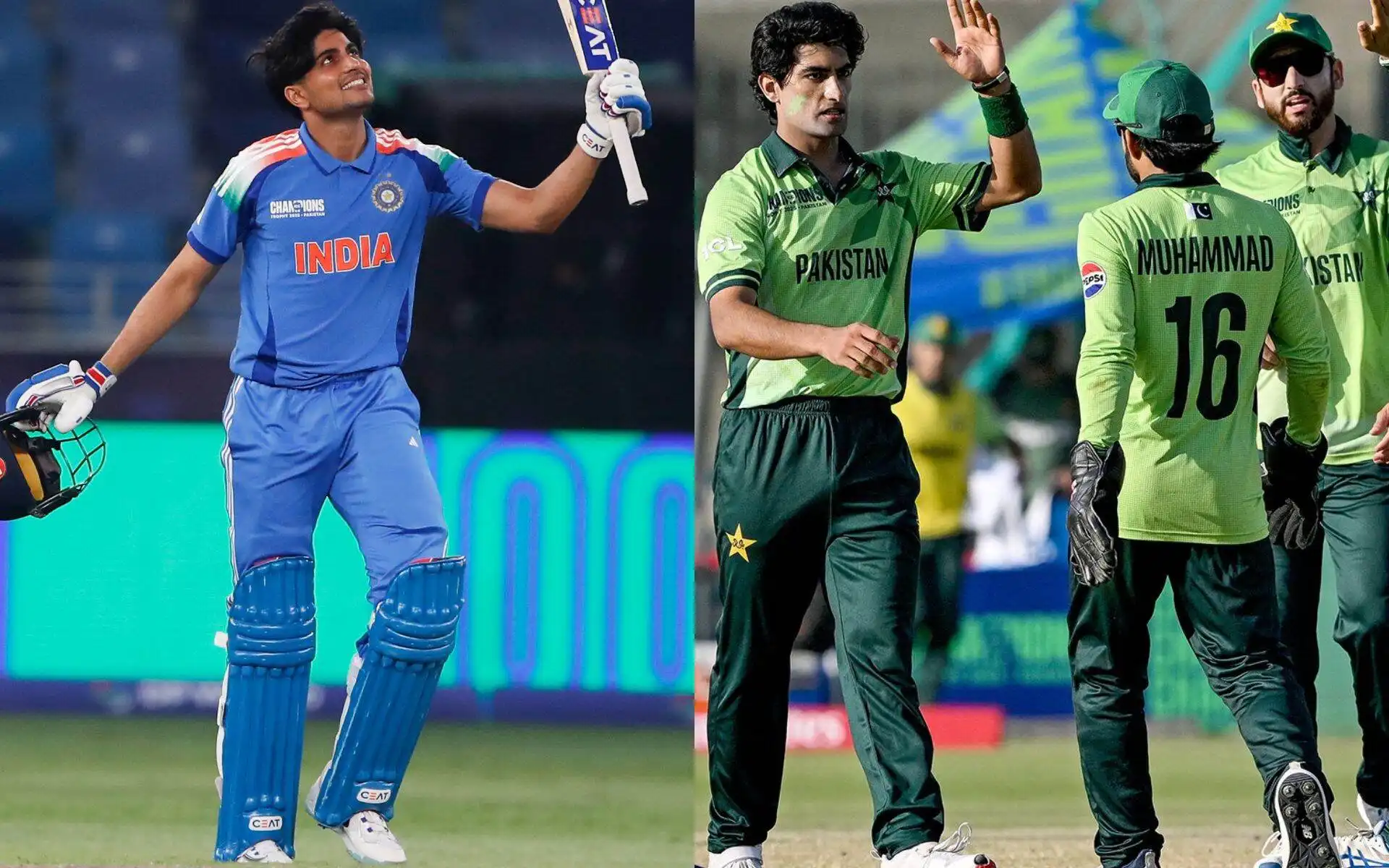 Shubman Gill and Pakistan team [Source: @BCCI, @TheRealPCB/x]