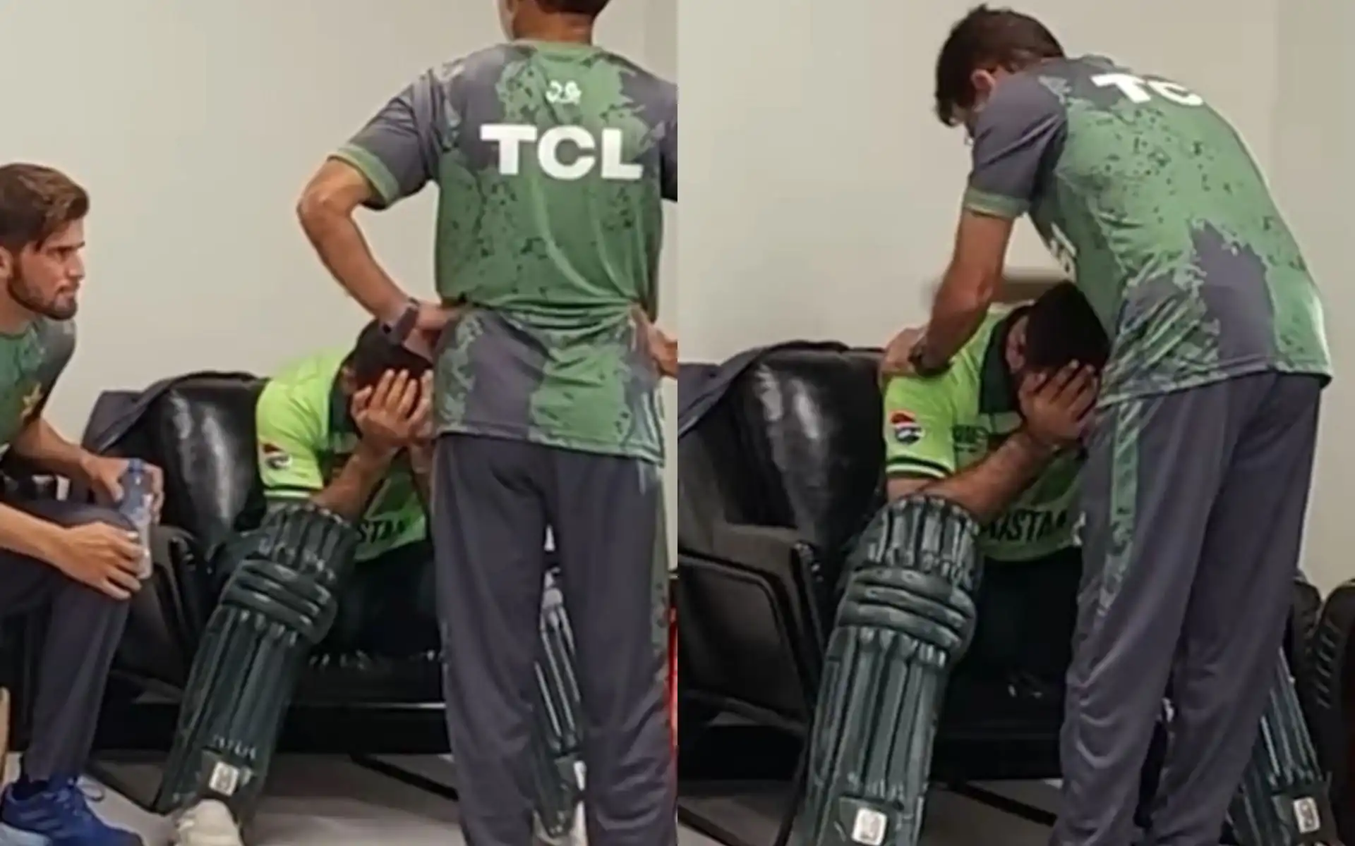 Fakhar Zaman crying in the dressing room. [Source: @therealpcb/Instagram]