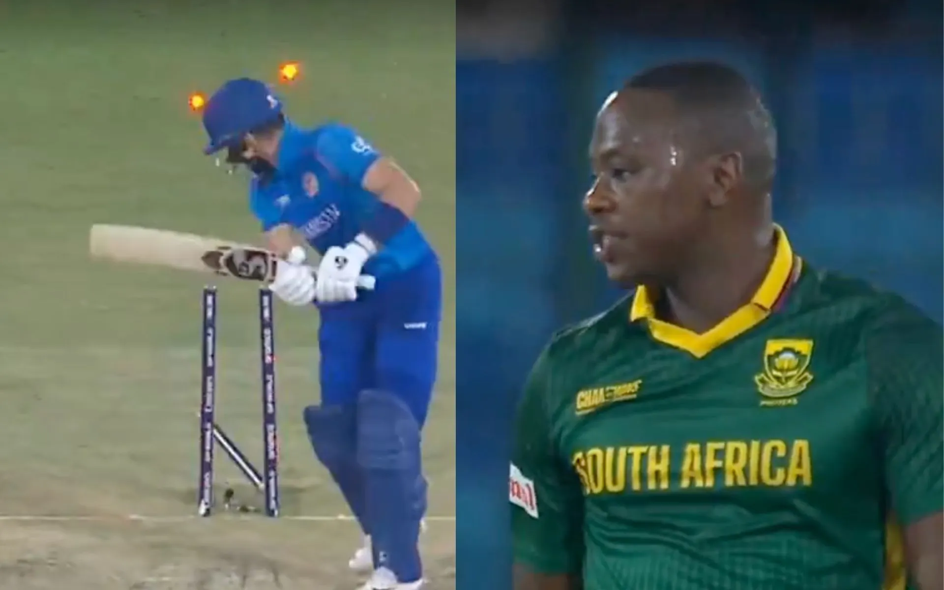 Rabada sledges Zadran [Source: @kuchbhi12341416/X.com]
