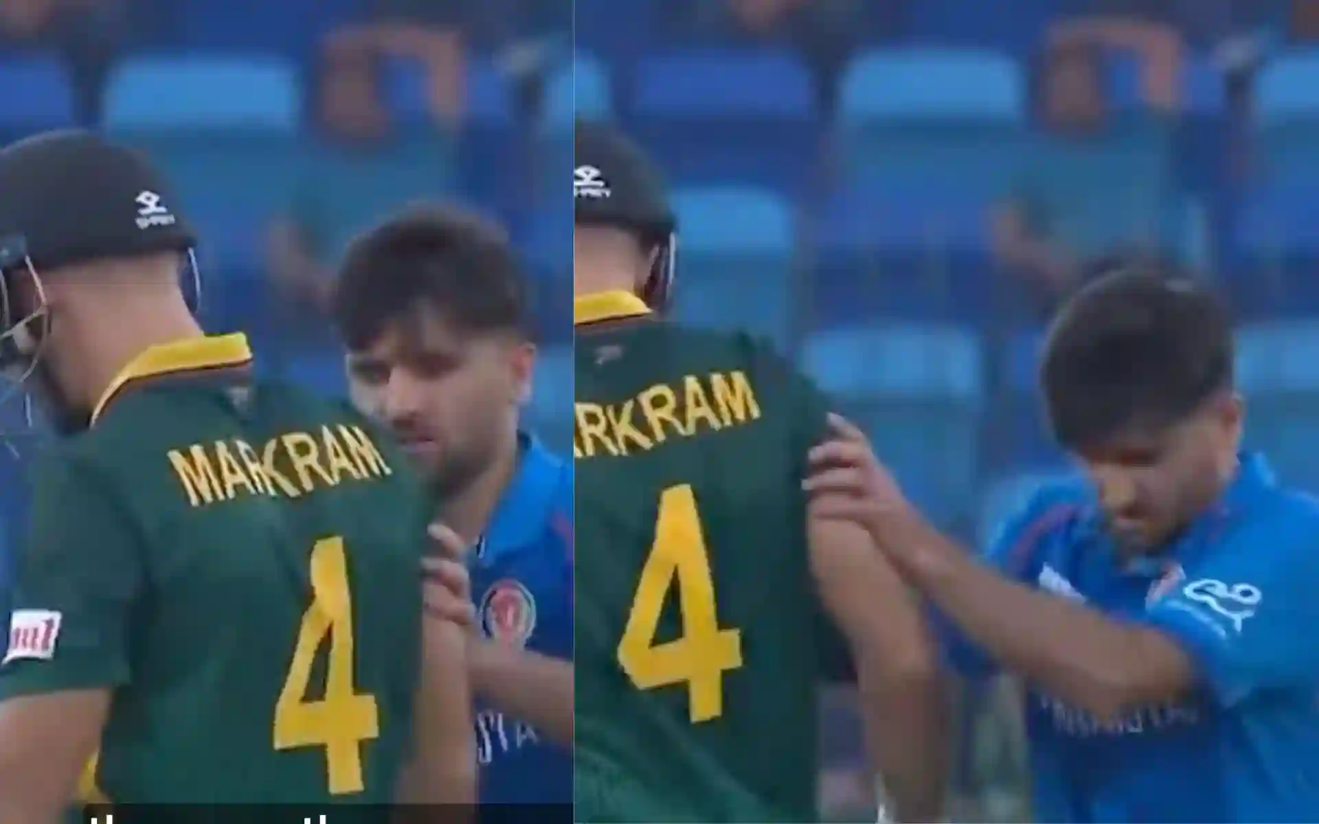 Farooqi pushes away Markram [Source: @MidWicket11/X.com]
