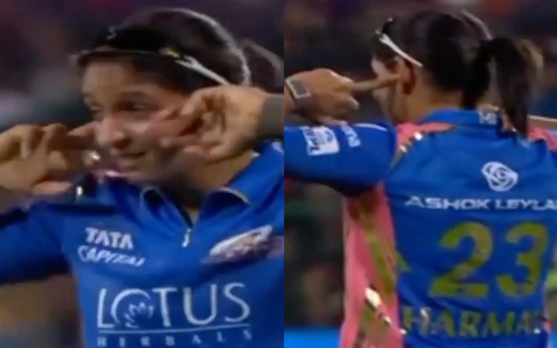 Harmanpreet Kaur closes her ears in game against RCB (Source:@zxninmaki/X.com)