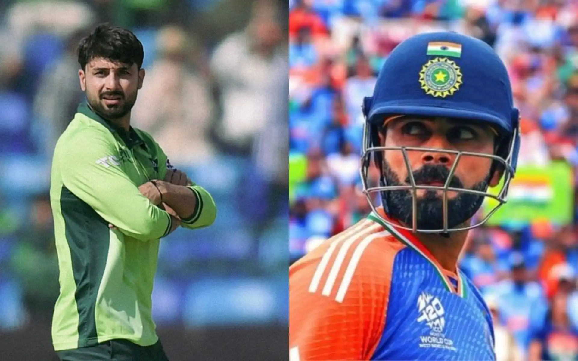 Abrar Ahmed and Virat Kohli [Source: @IF7____/X.com]
