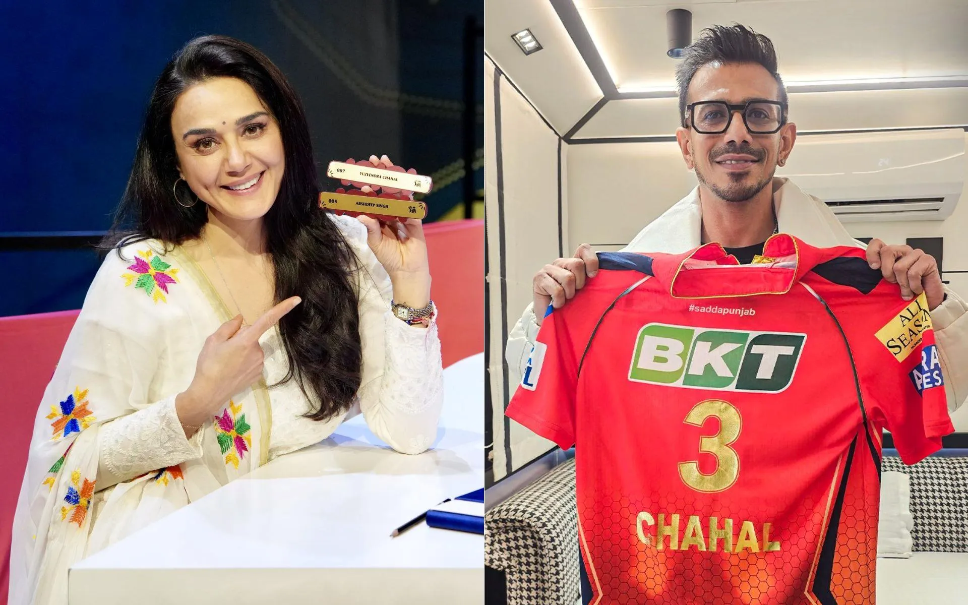 Preity Zinta and Yuzvendra Chahal [Source: @realpreityzinta, @Dilip22957463/x.com]
