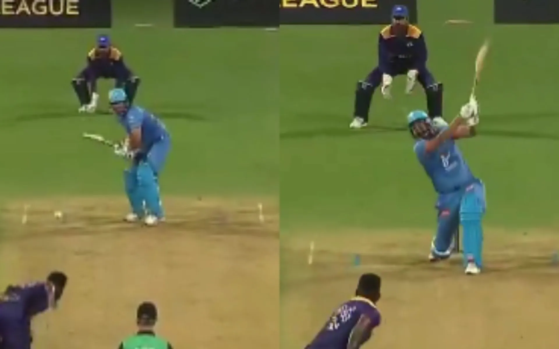 Yusuf Pathan smashed a stunning six [Source: @kuchbhi12341416/x.com]