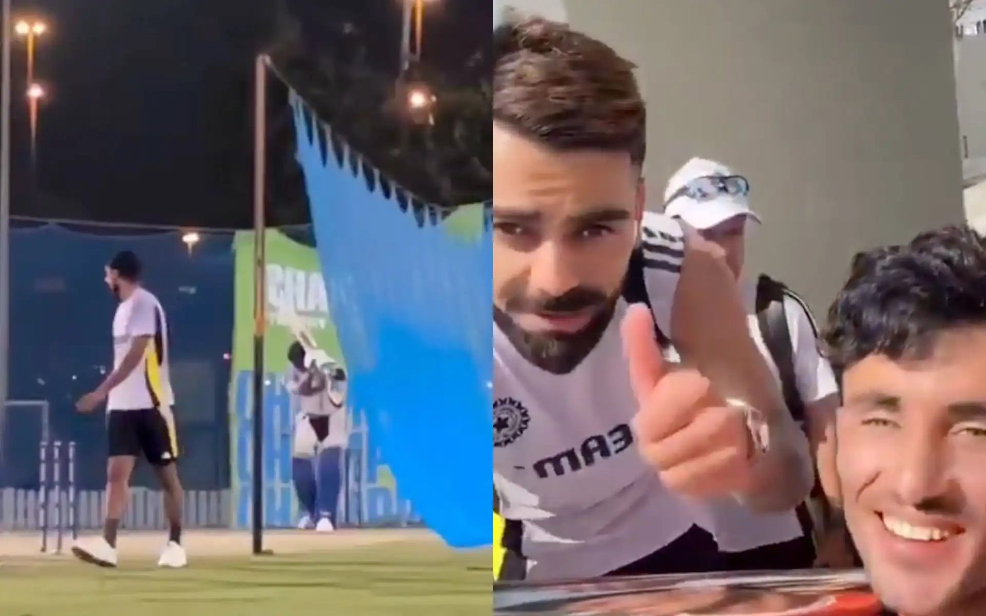 Virat Kohli acknowledges the net bowler's impressive skills [Source: @THEVAJRA85/X.com]