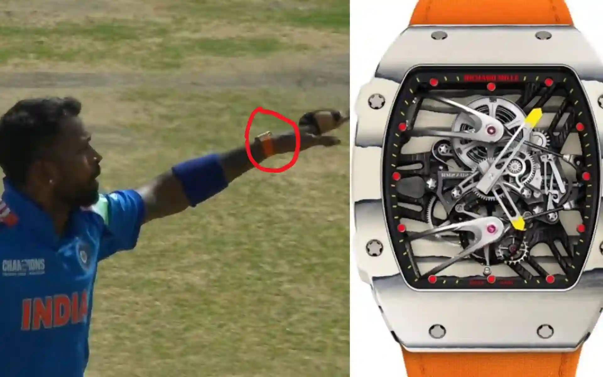Hardik Pandya's watch during the India vs Pakistan [Source: @JsonOcta, @_FaridKhan/x.com]