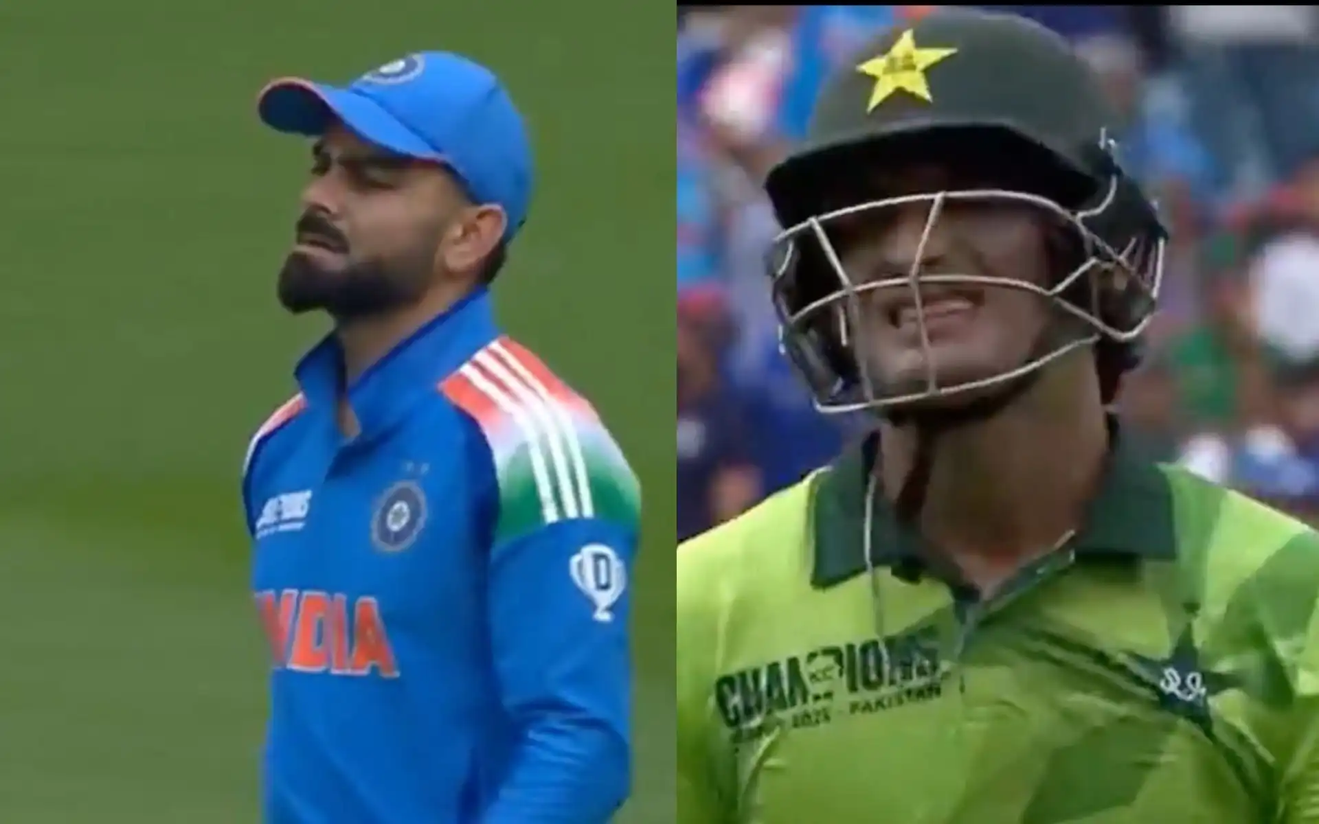 Virat Kohli after taking Naseem Shah's catch (Source:@kuchbhi12341416/X.com)