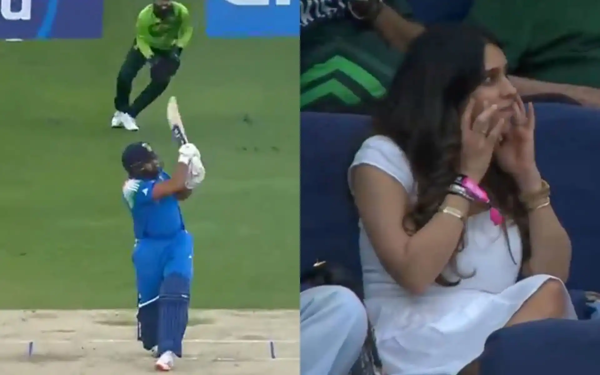 Rohit Sharma's six delights wife Ritika Sachdev [Source: @StarSportsIndia/x.com]