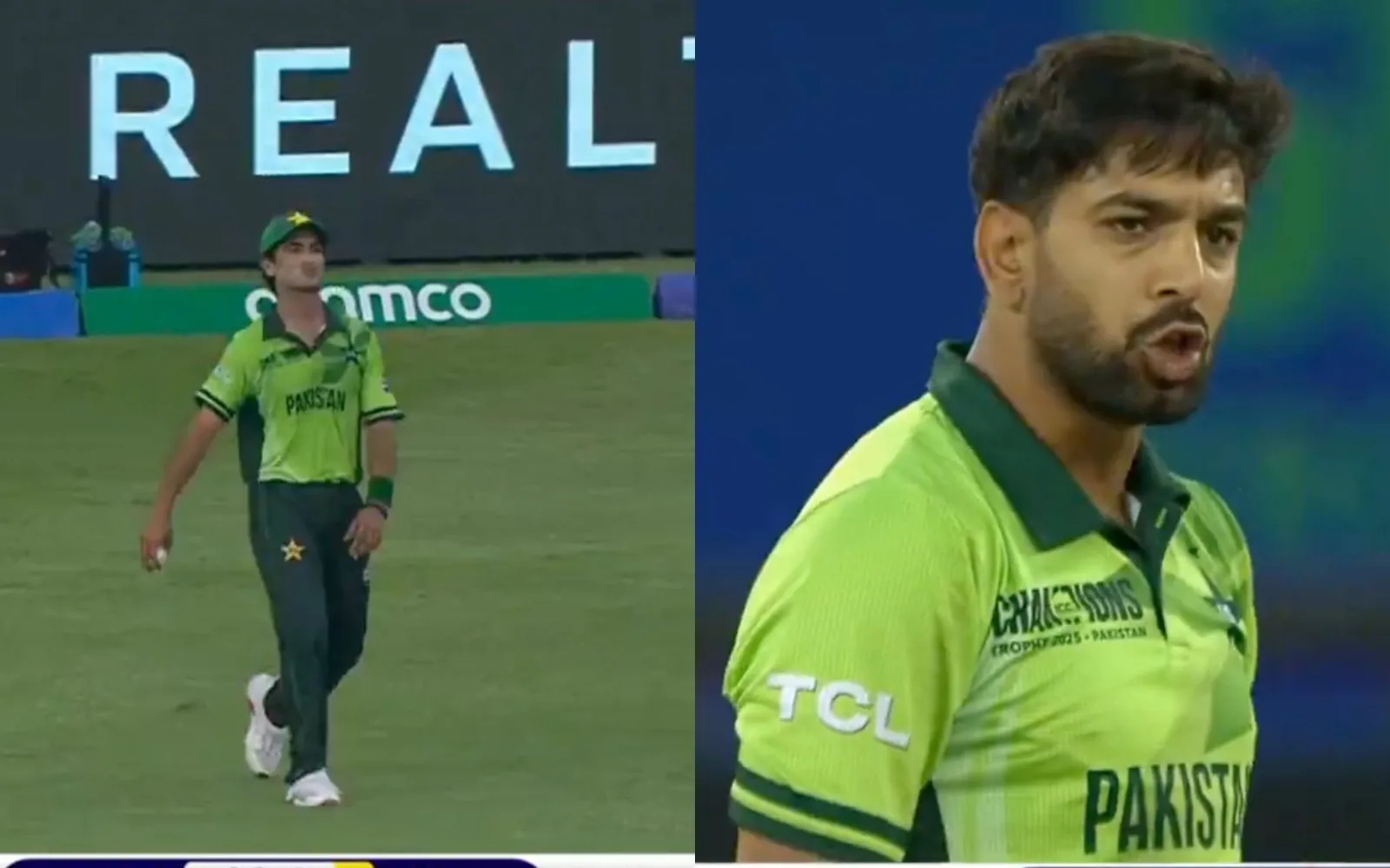 Haris Rauf abusing Naseem Shah during India match in Champions Trophy 2025 [Source: @kuchbhi12341416/x.com]