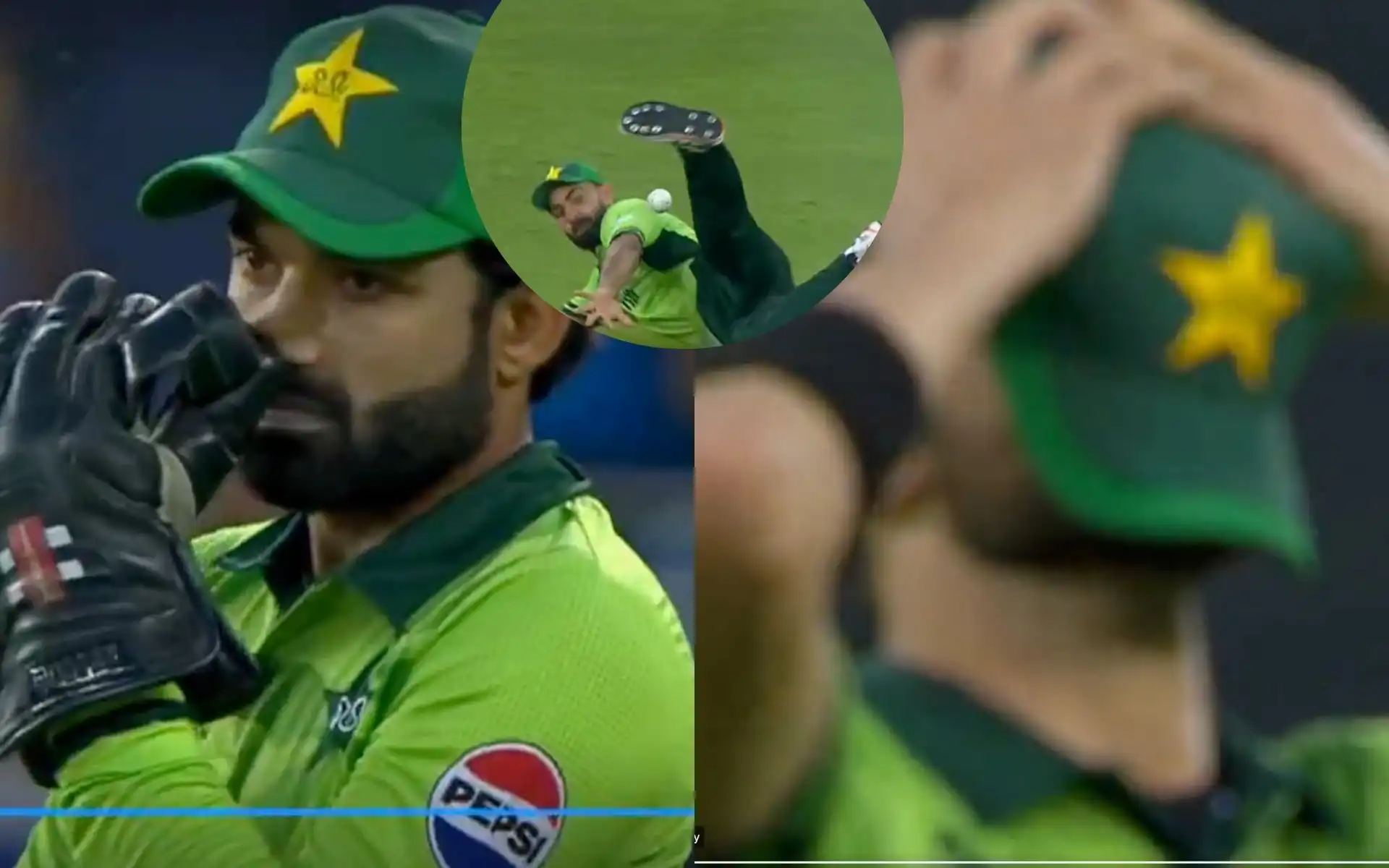 Rizwan, Shaheen's reaction to Khushdil's drop catch [Source: @kuchbhi12341416/X]