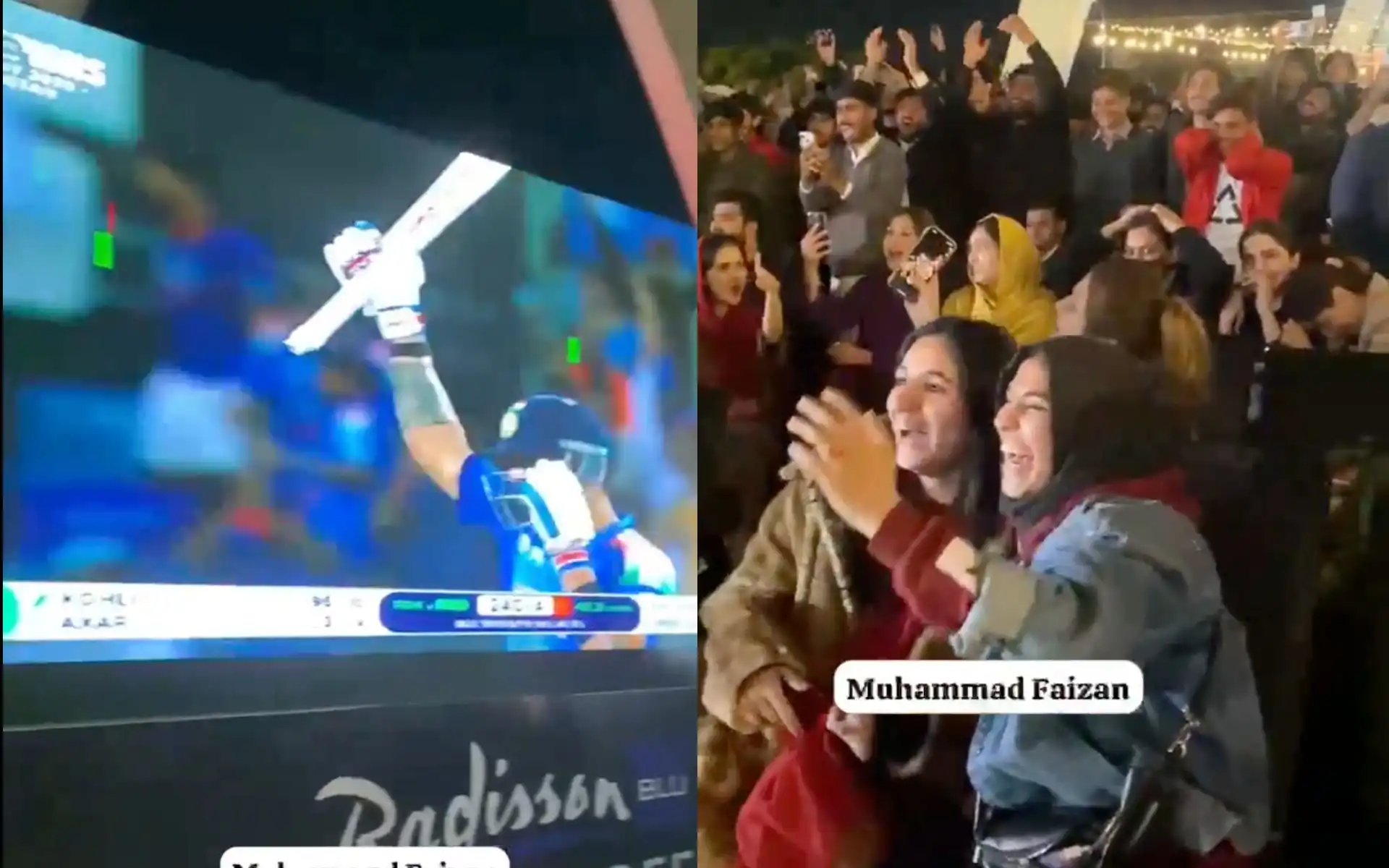 Pakistan fans cheer after Virat Kohli completed his century (Source:@FaizanBinAslam1,x.com)