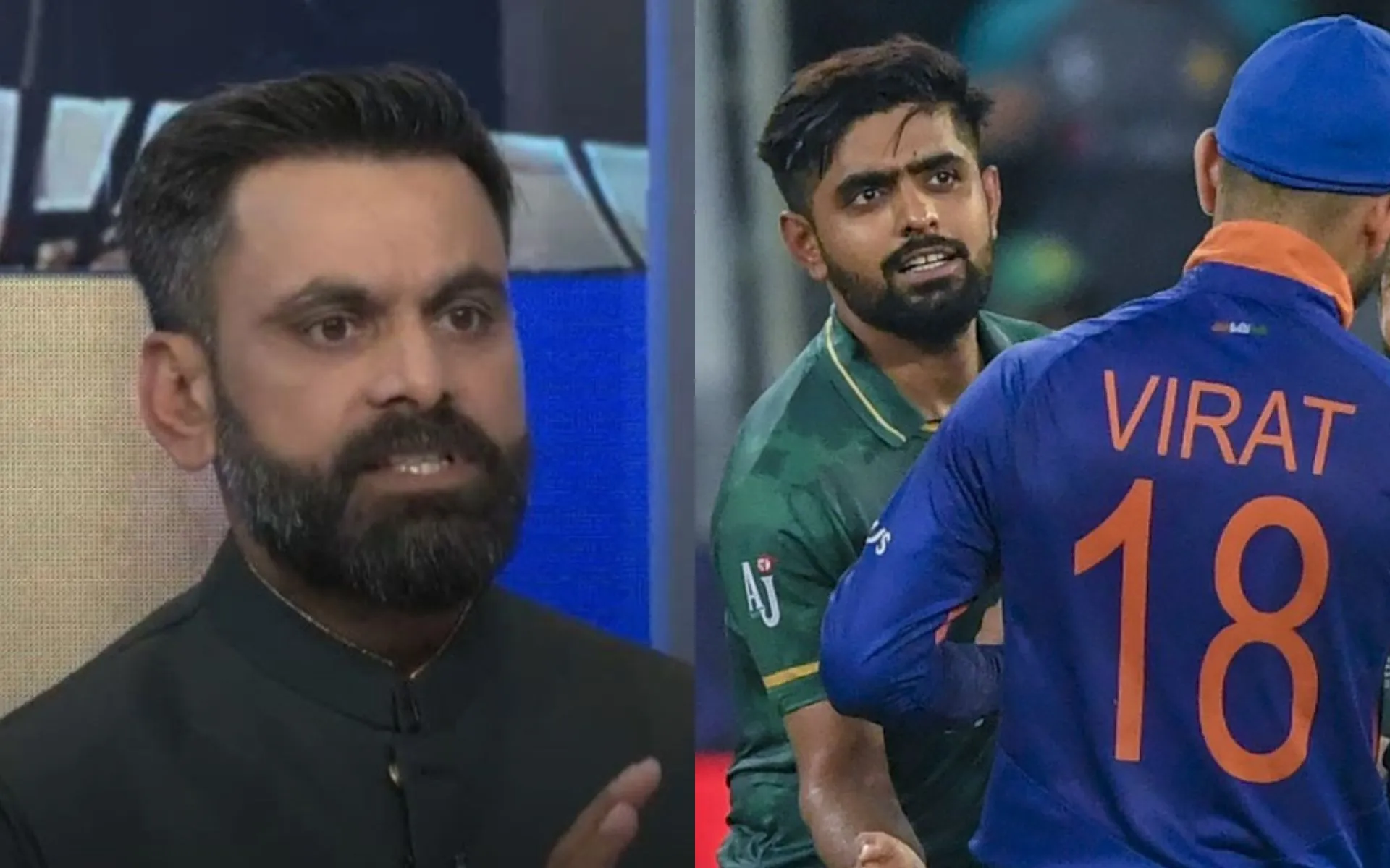 Mohammad Hafeez and Babar Azam with Virat Kohli [Source: @tapmadofficial/YouTube, @mufaddal_vohra/x]