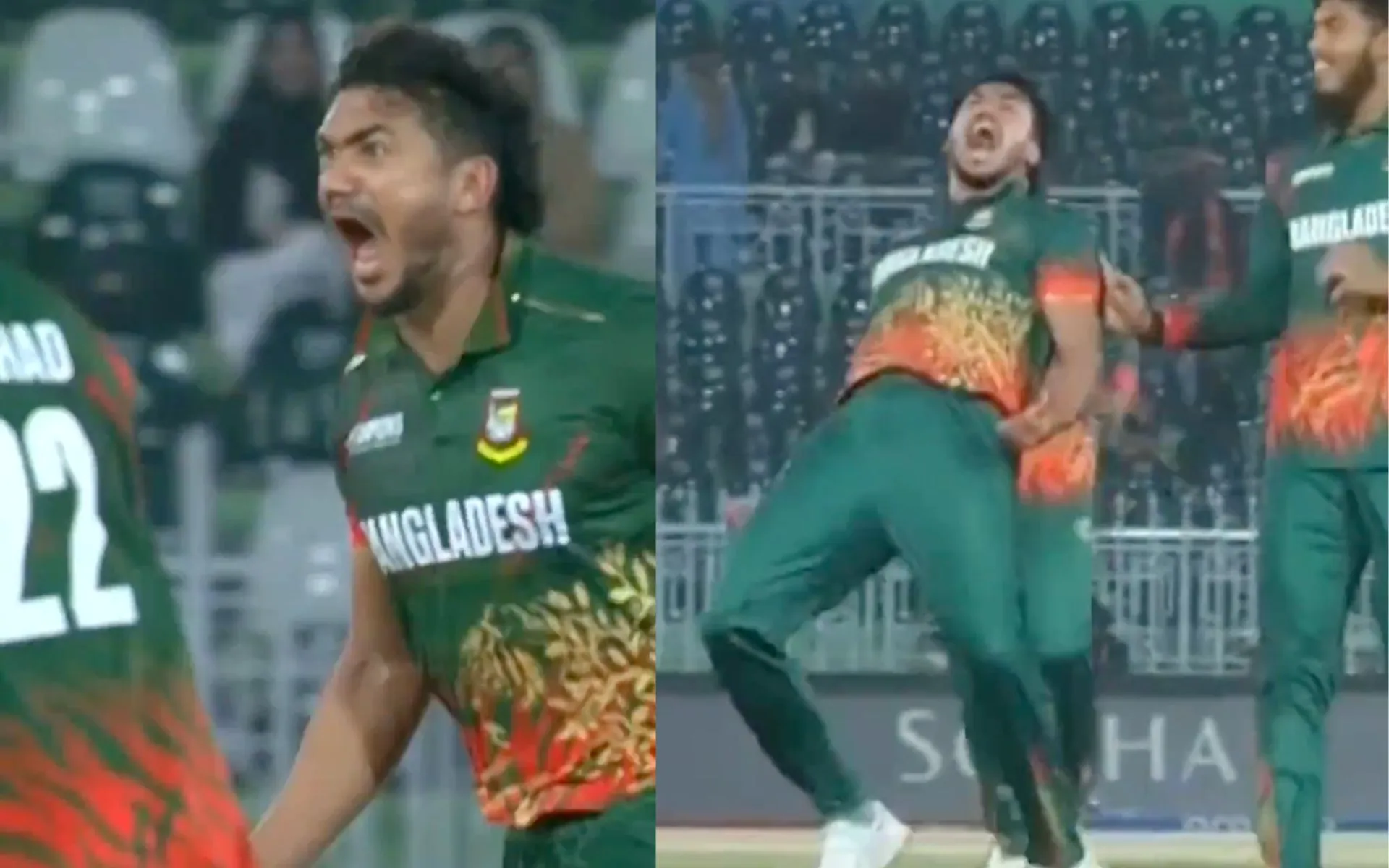 Taskin roars like a Lion [Source: @StarSportsIndia/X.com]
