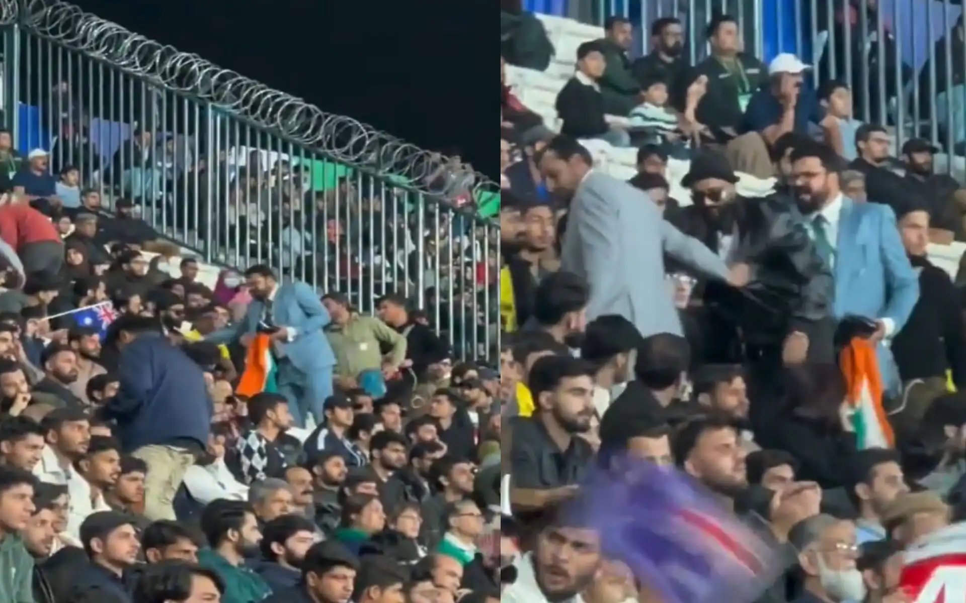 Man with Indian flag heckled at Lahore [Source: @riseup_pant17/X.com]