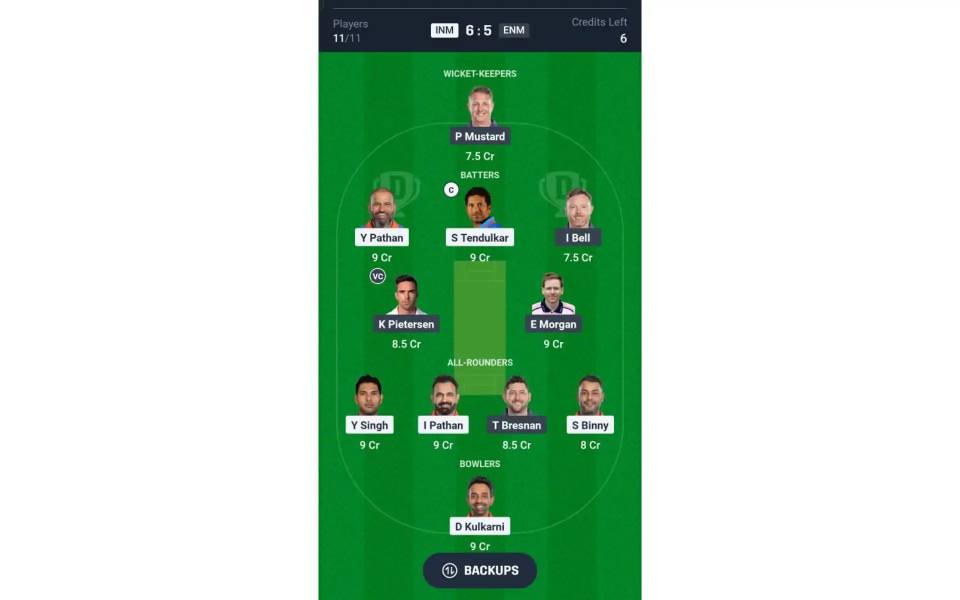 INM vs ENM, IML 2025: Dream11 Team 1 [Source: @Dream11 App]