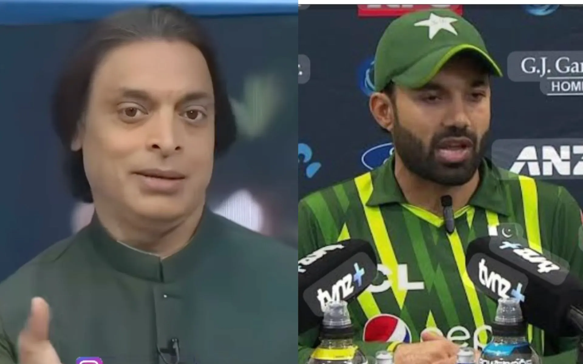 Shoaib Akhtar, Mohd. Rizwan (Source: @crixbuzzz, @bajeBahadur/X.com)