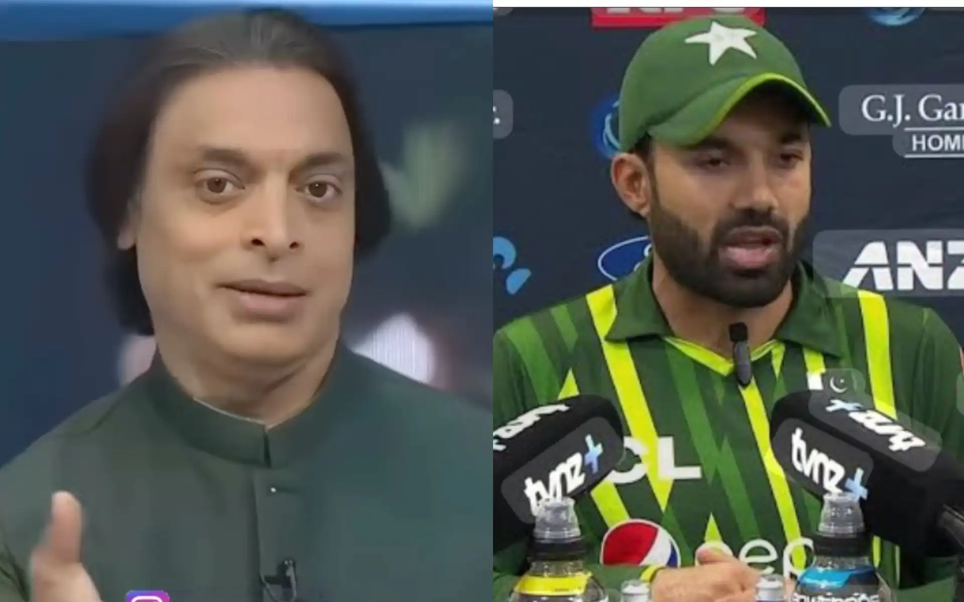 Shoaib Akhtar, Mohd. Rizwan (Source: @crixbuzzz, @bajeBahadur/X.com)