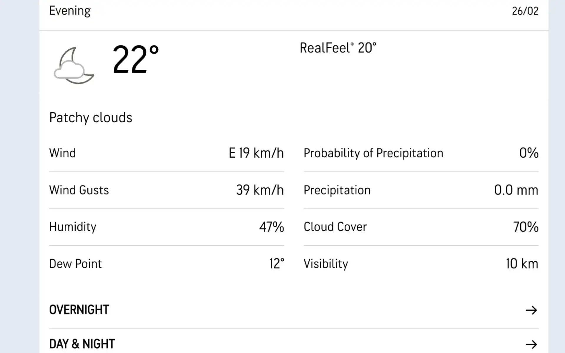 Weather report for MI-W vs UPW-W (Source:@AccuWeather.com)