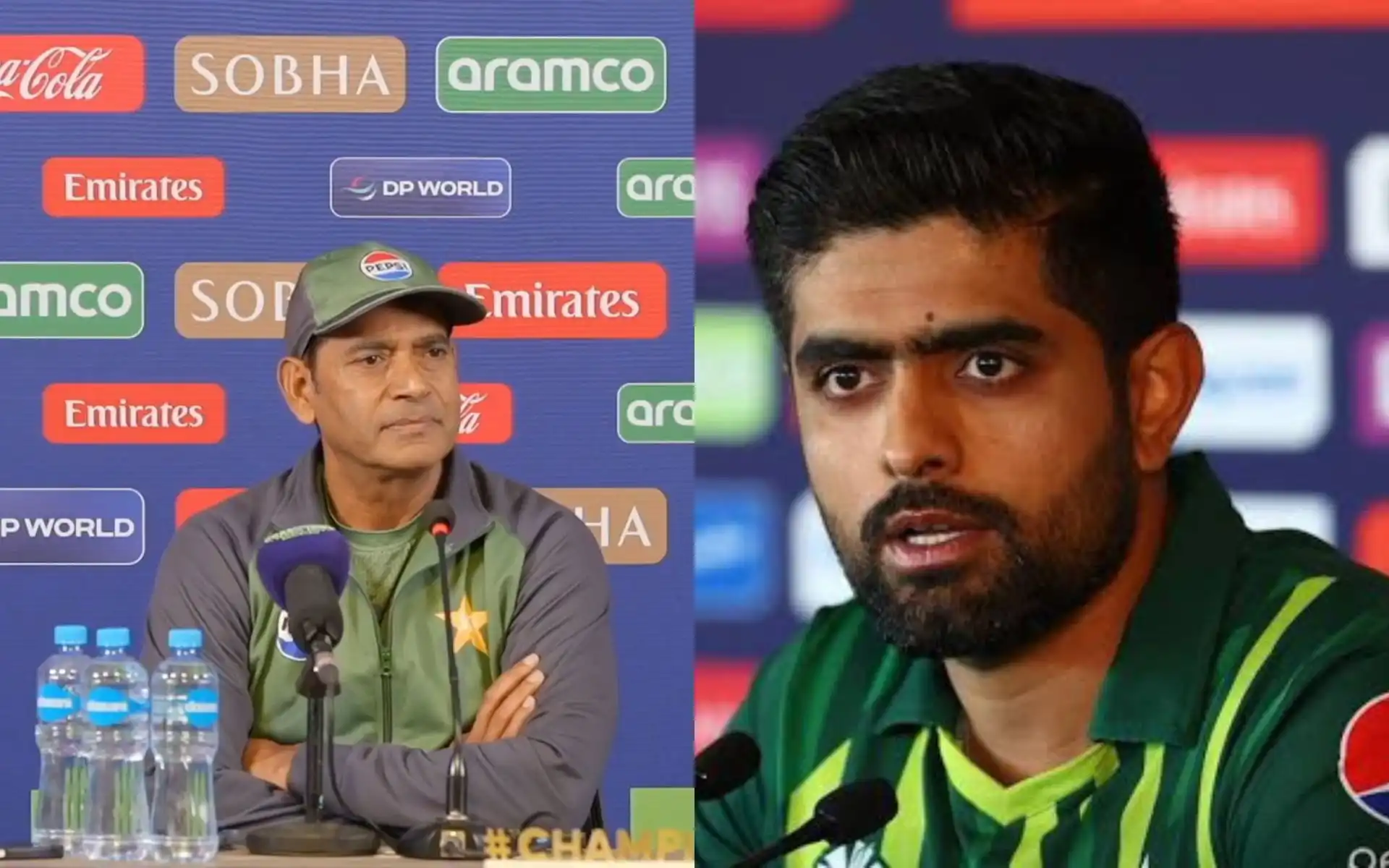 Aaqib Javed and Babar Azam (Source: @kashmiriSays_/X.com, @mufaddal_vohra/X.com)