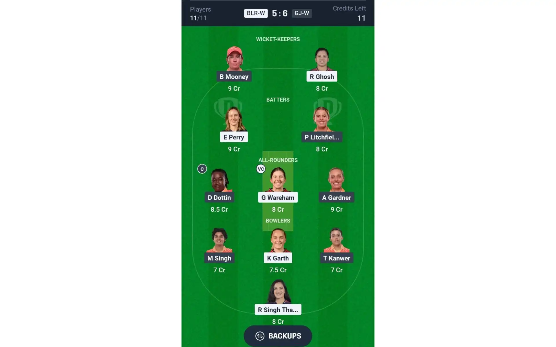 BLR-W vs GJ-W, WPL 2025: Dream11 Predictions For Match 12 [Source: @Dream11 App]