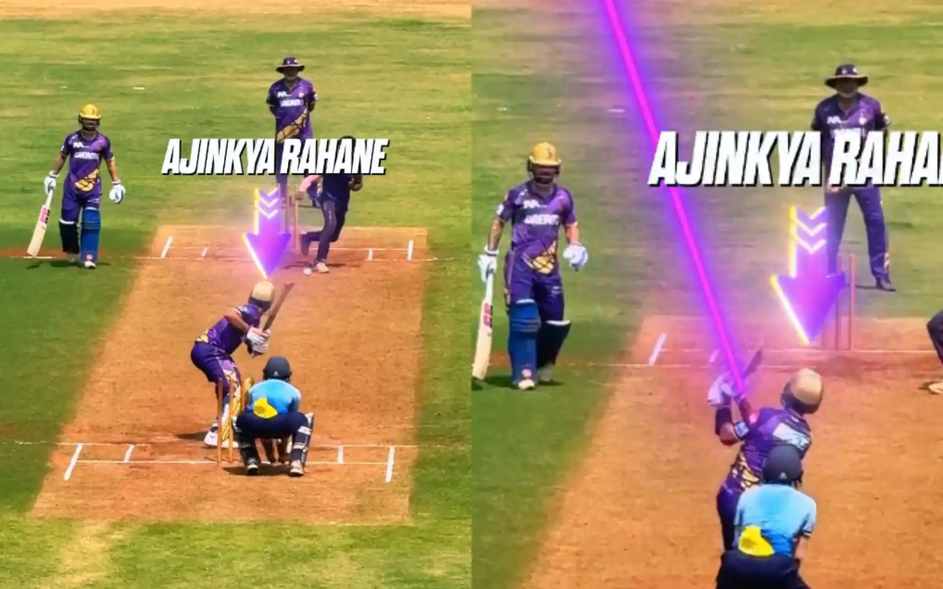 Ajinkya Rahane cracking a six [Source: @KKRiders/X.com]