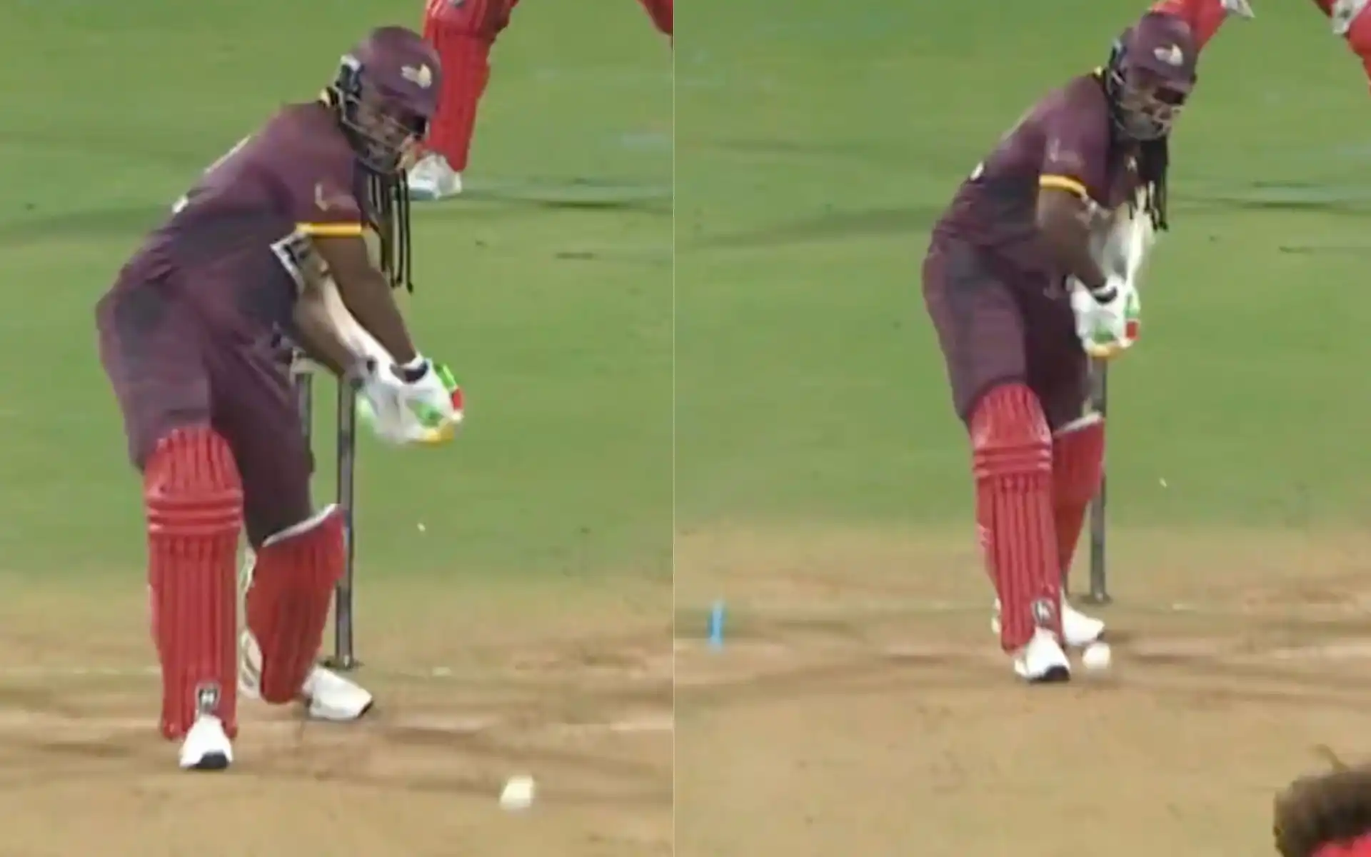 Chris Gayle smashed two sixes against England (Source:@imlt20official/X.com)