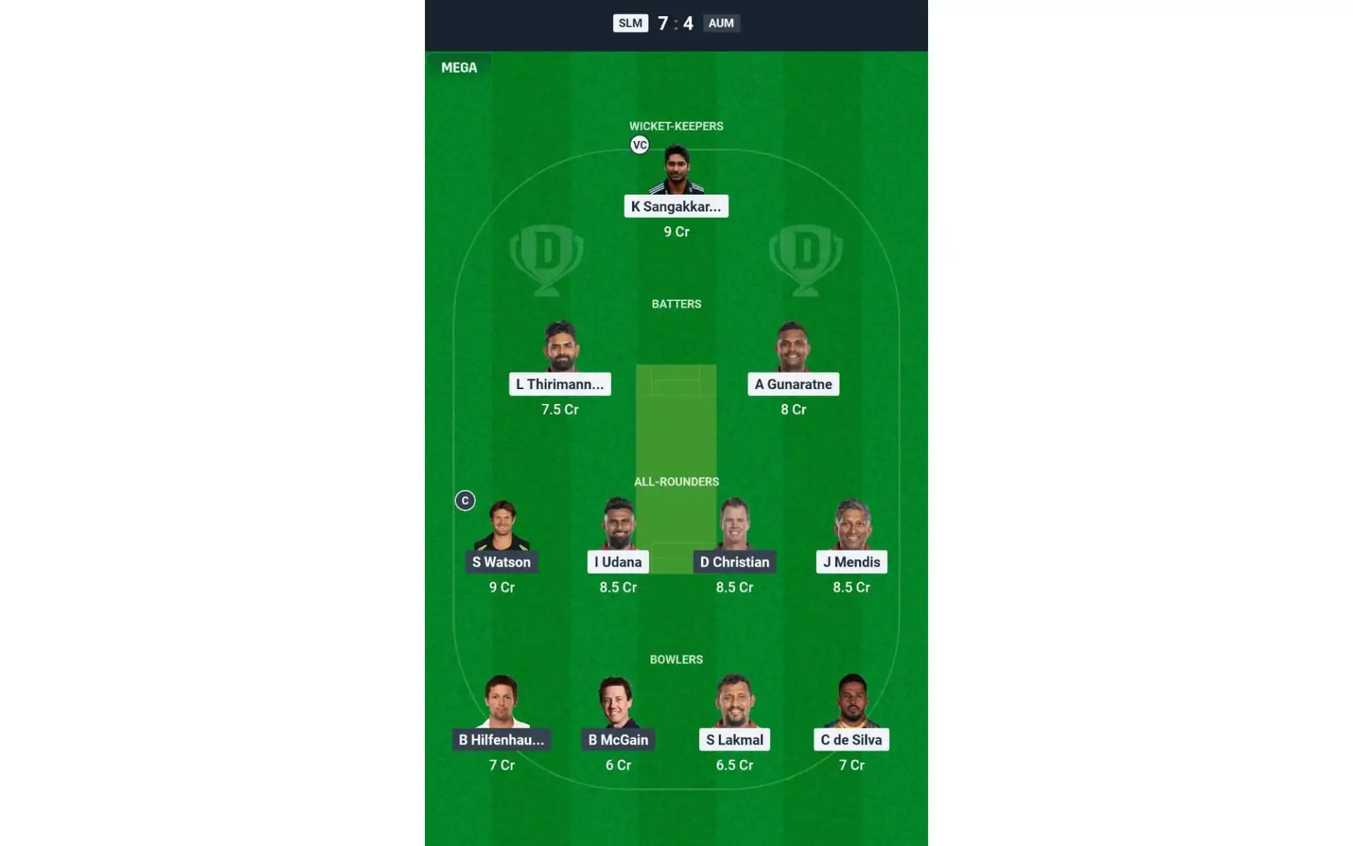 AUM vs SLM, IML 2025: Dream11 Team 2 [Source: @Dream11 App]