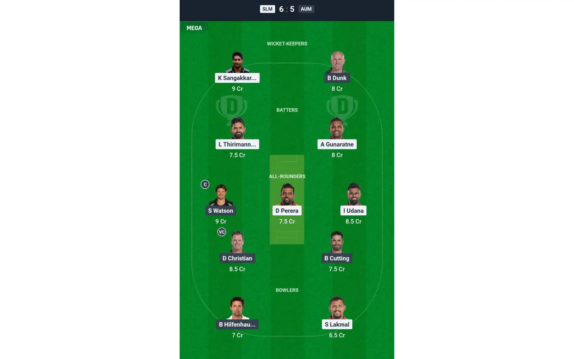 AUM vs SLM, IML 2025: Dream11 Team 1 [Source: @Dream11 App]
