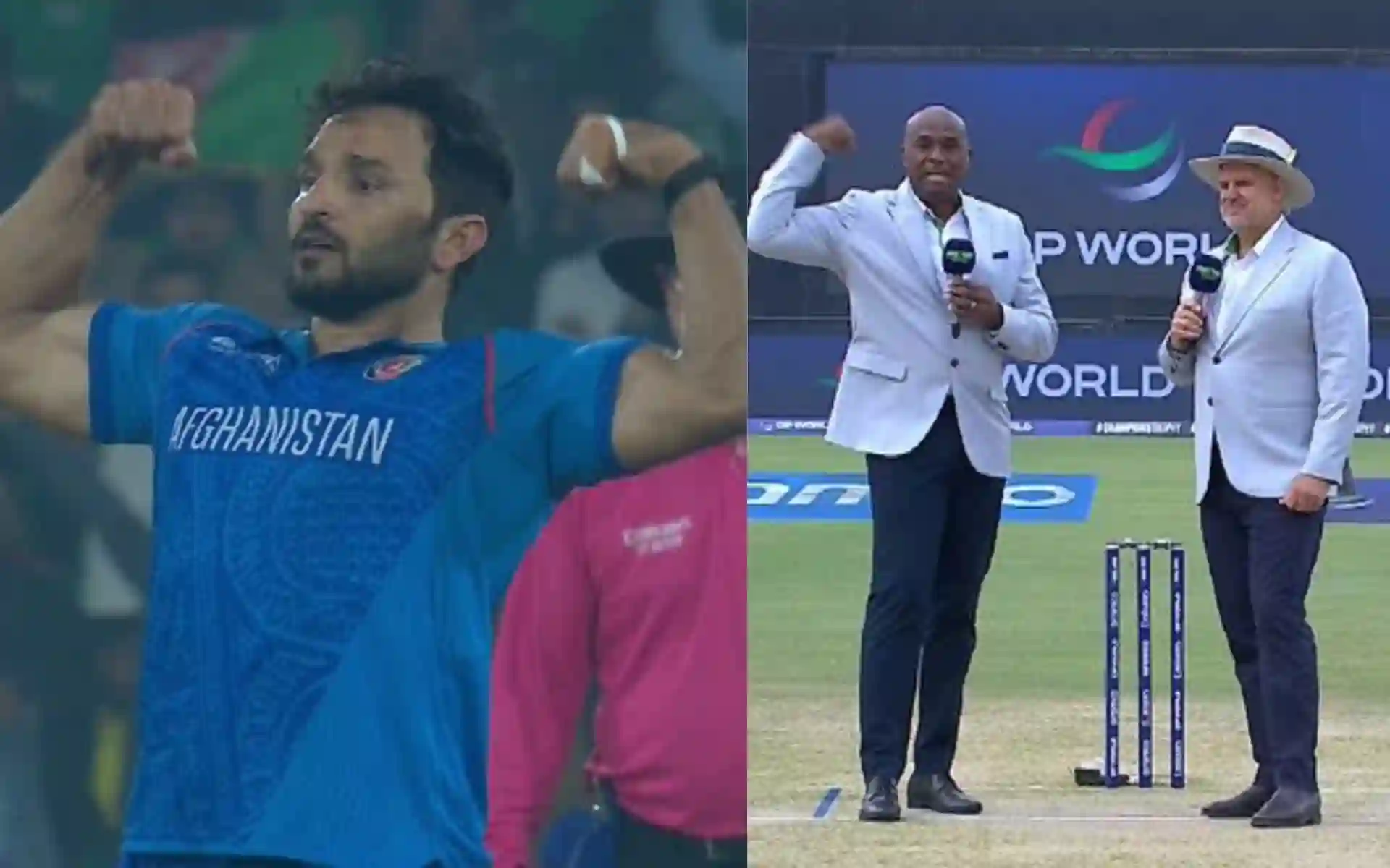 Ian Bishop Tributes Gulbadin Naib With 'Bicep-Flex' Pose Ahead Of AUS vs AFG Clash Ian Bishop Tributes Gulbadin Naib With 'Bicep-Flex' Pose Ahead Of AUS vs AFG Clash