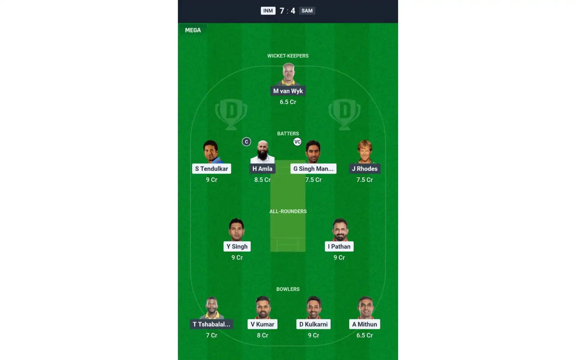 INM vs SAM, IML 2025: Dream11 Team 1 [Source: @Dream11 App]