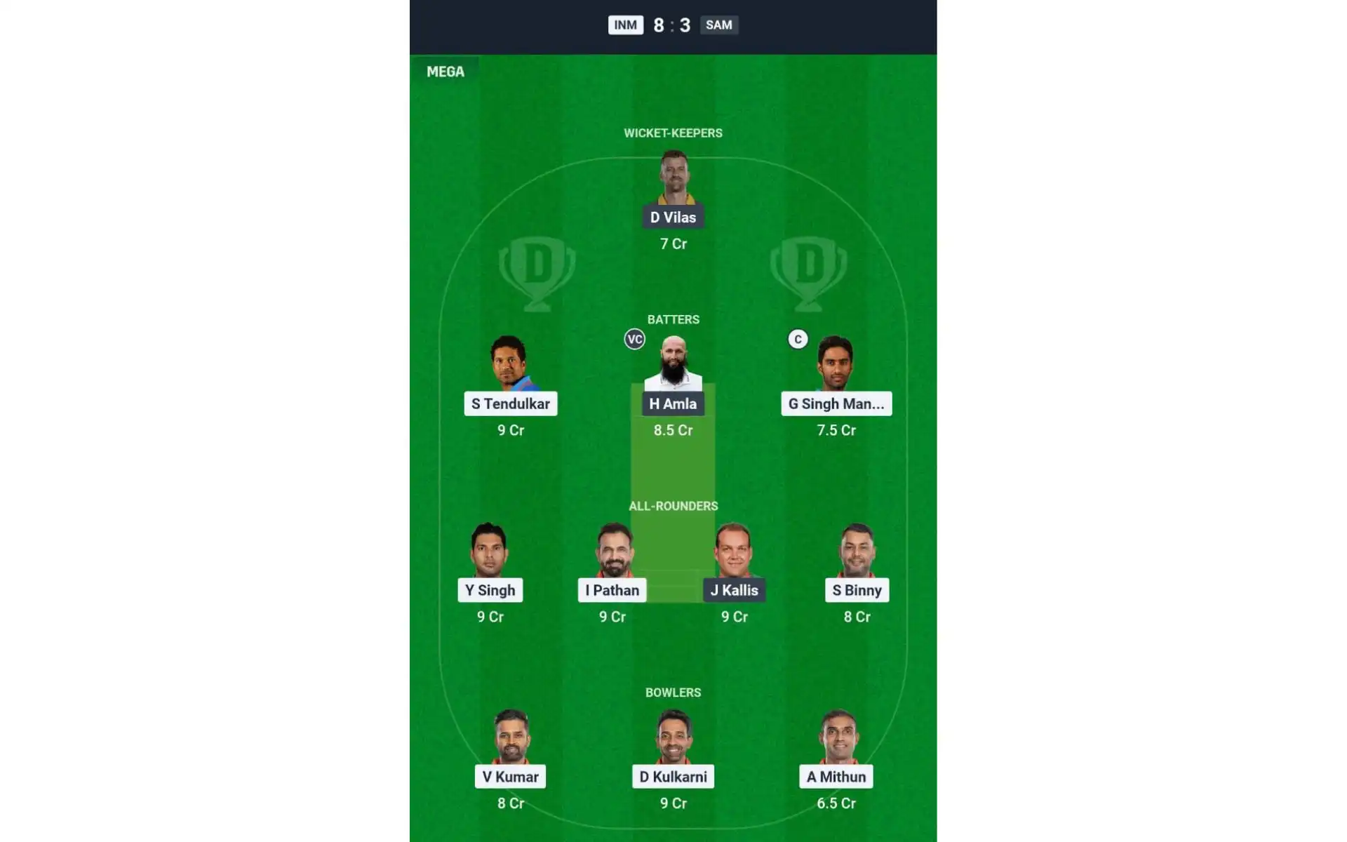 INM vs SAM, IML 2025: Dream11 Team 2 [Source: @Dream11 App]