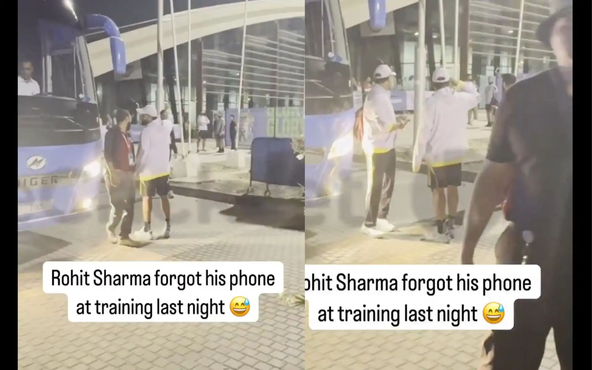 Rohit Sharma's forgot his phone after India's practice session (Source:@OneCricket)