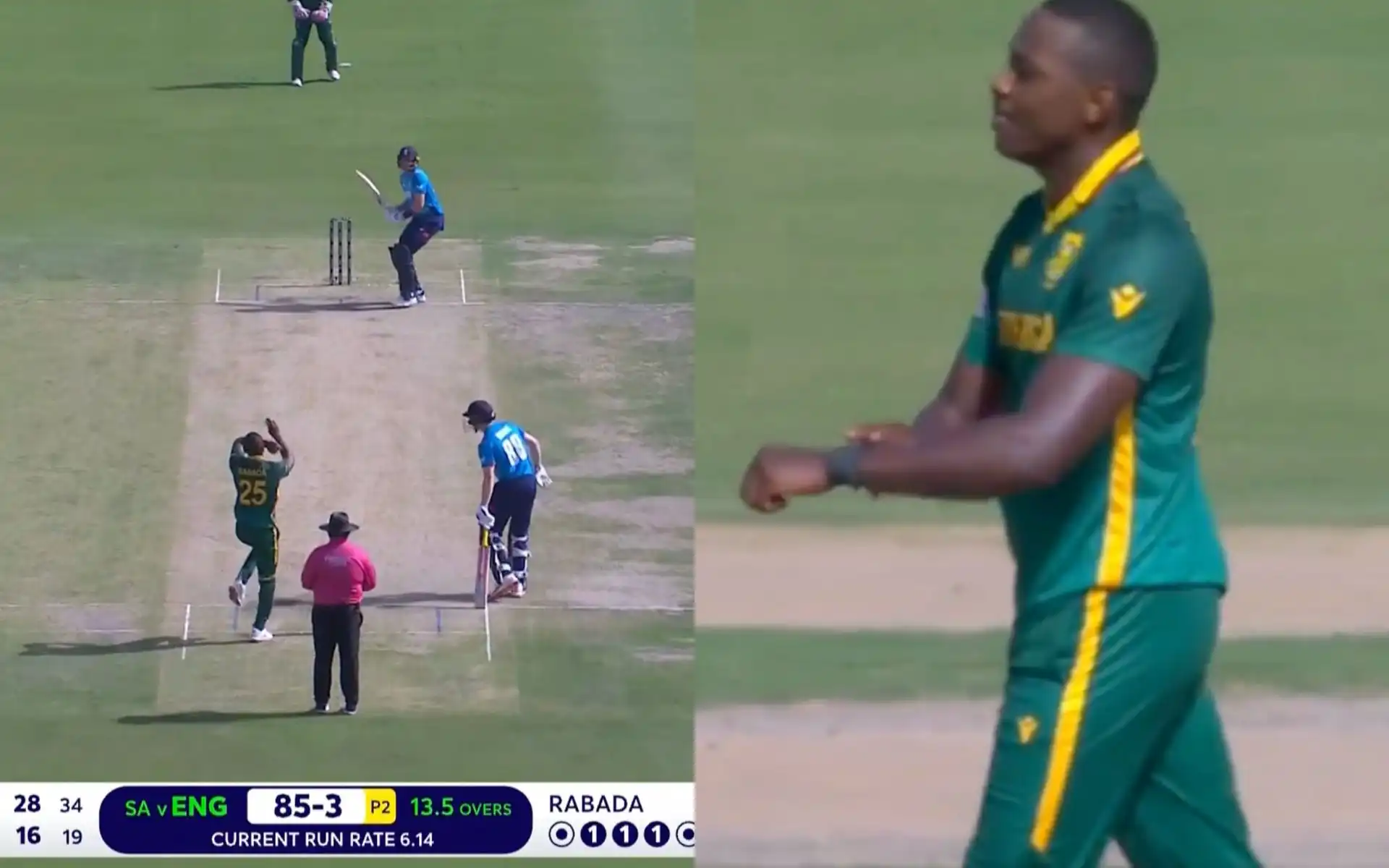 Rabada's reaction to Root's antics [Source: @kuchnahi1269083/X]