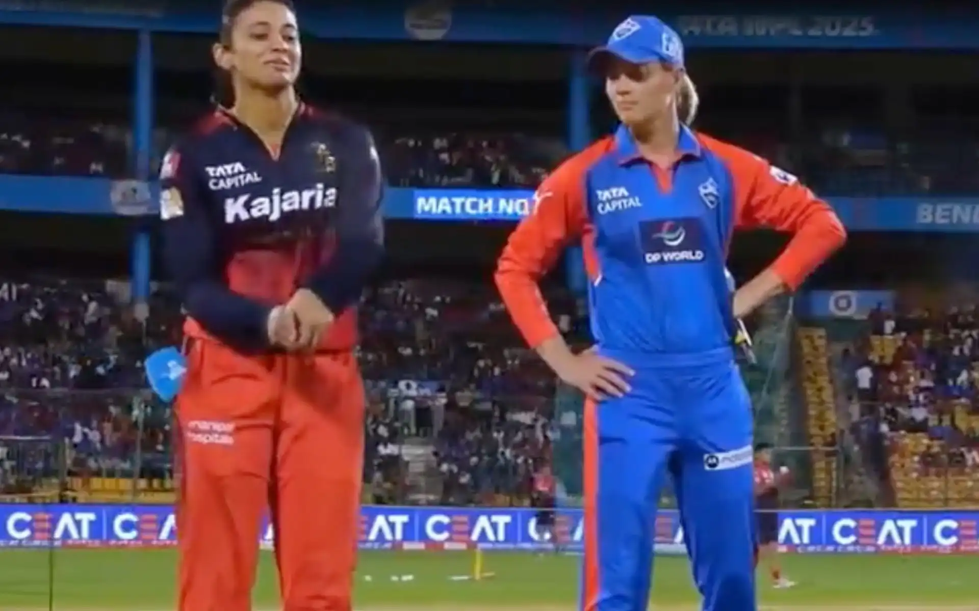 Smriti Mandhana during RCB vs DC Toss (Source:@kuchnahi1269083/X.com)