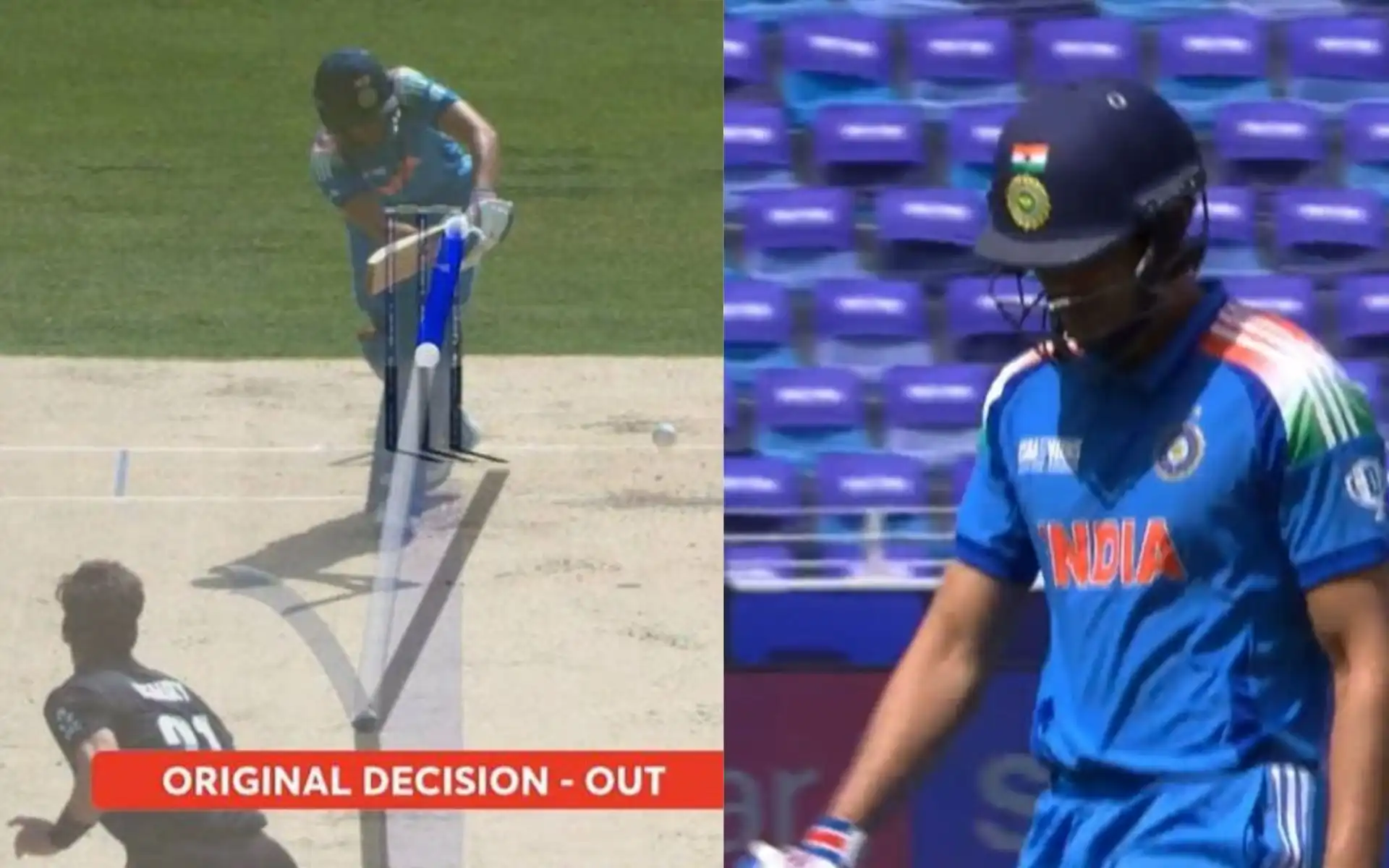 Shubman Gill departs cheaply against New Zealand [Source: @dharma_watch/X.com]